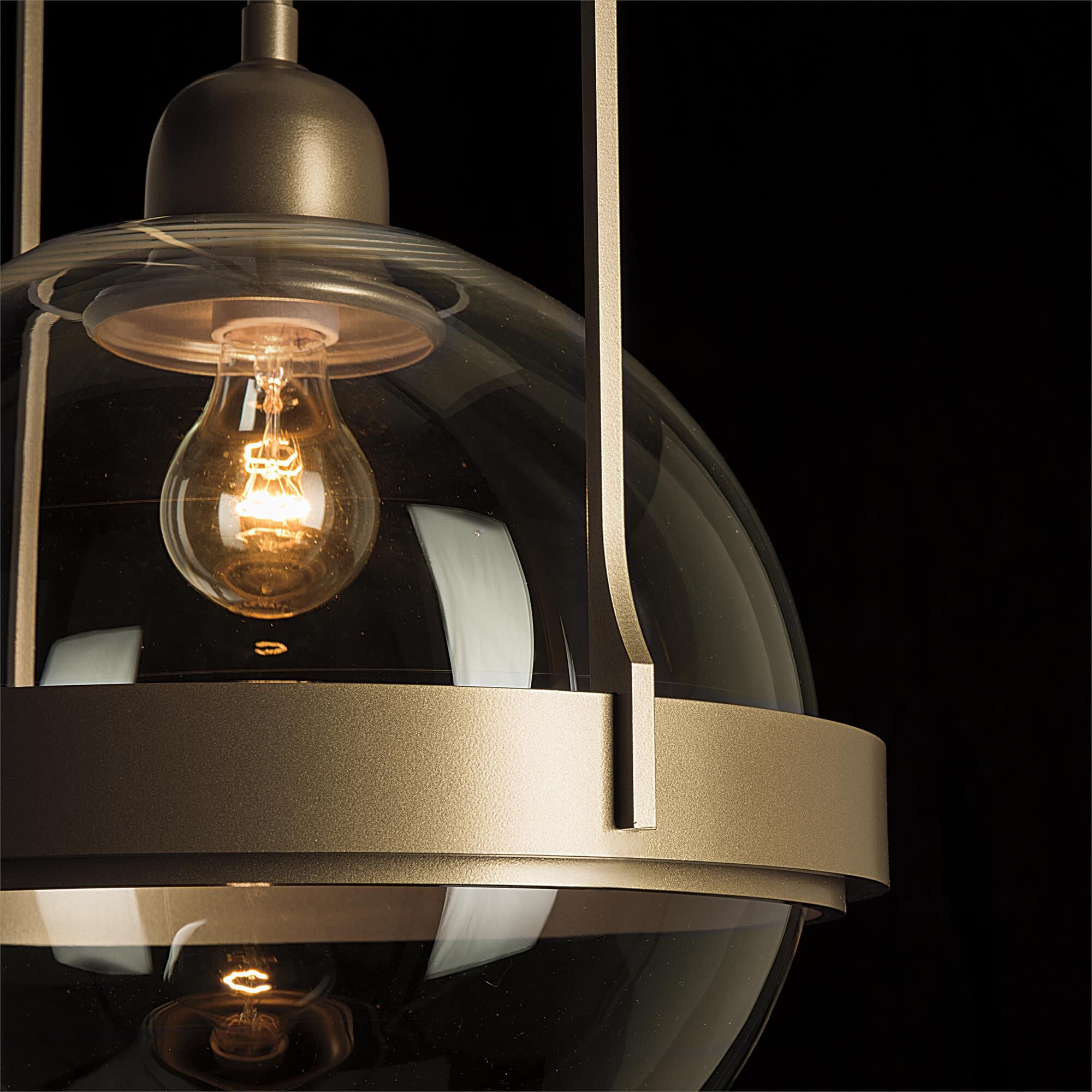 Shown in Soft Gold finish and Clear glass