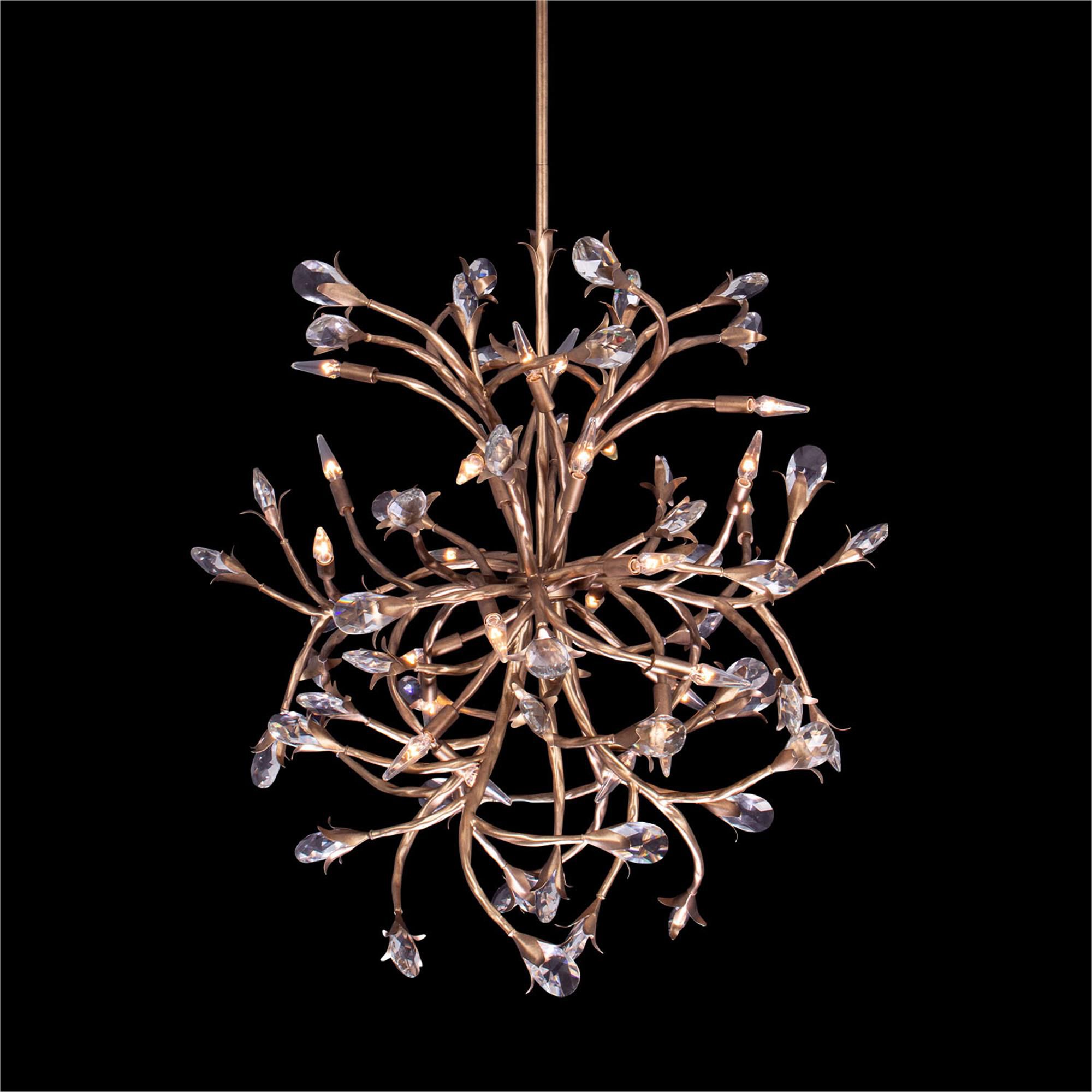 Shown in Pearlized Antique Brass finish and Clear Firenze crystal