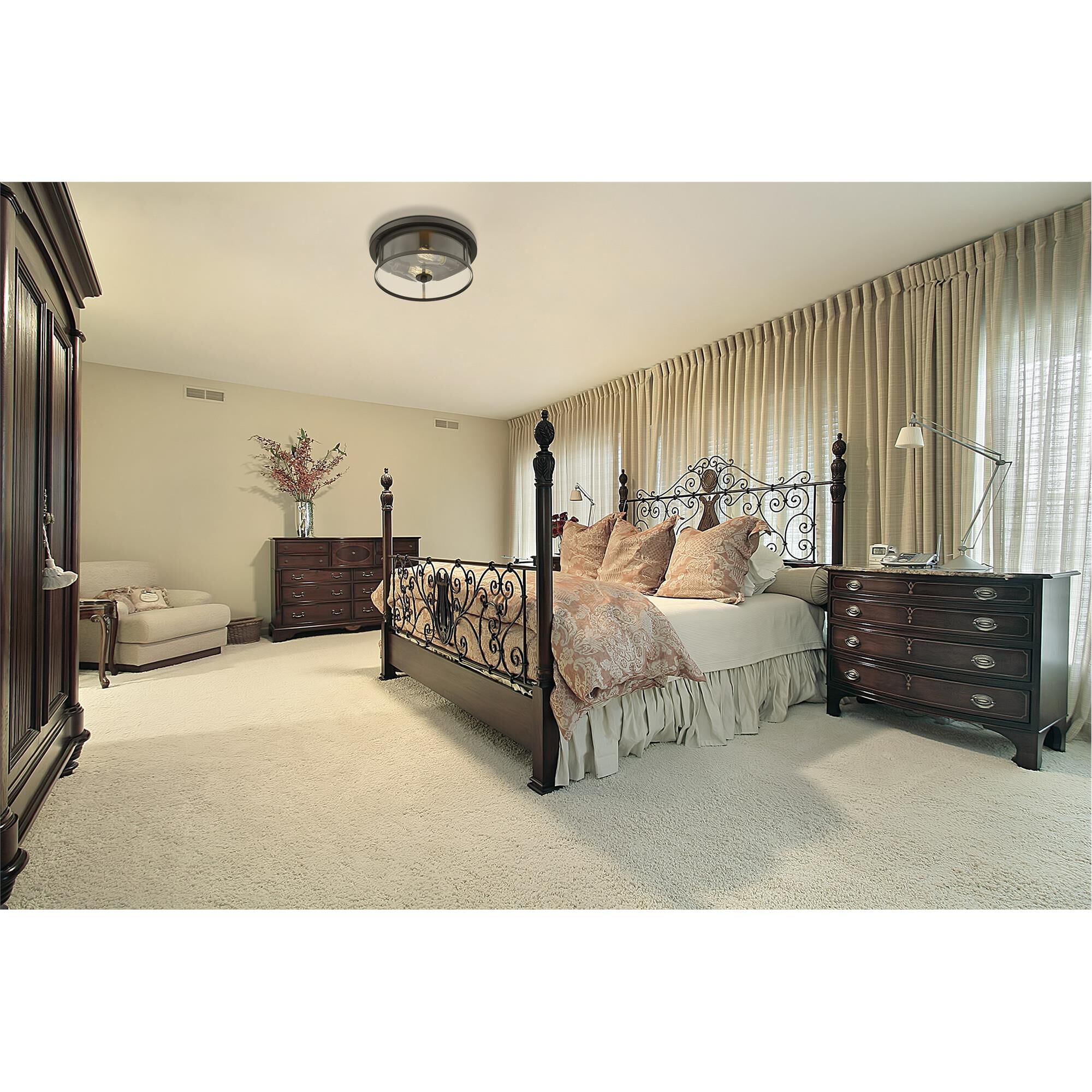 Shown in Bronze finish and Glass shade