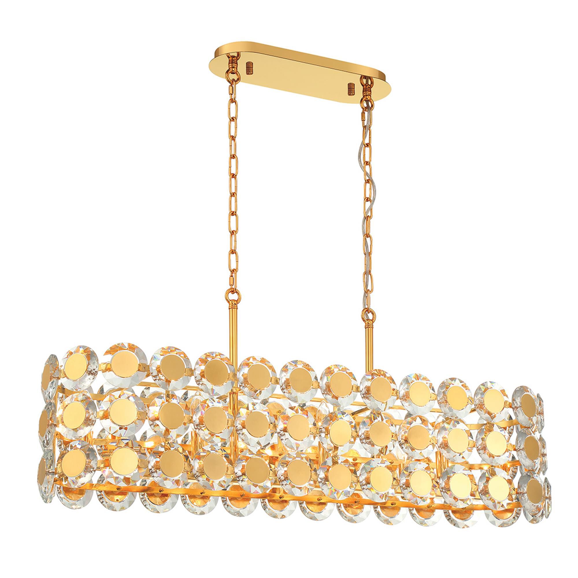 Shown in Gold finish and Clear crystal