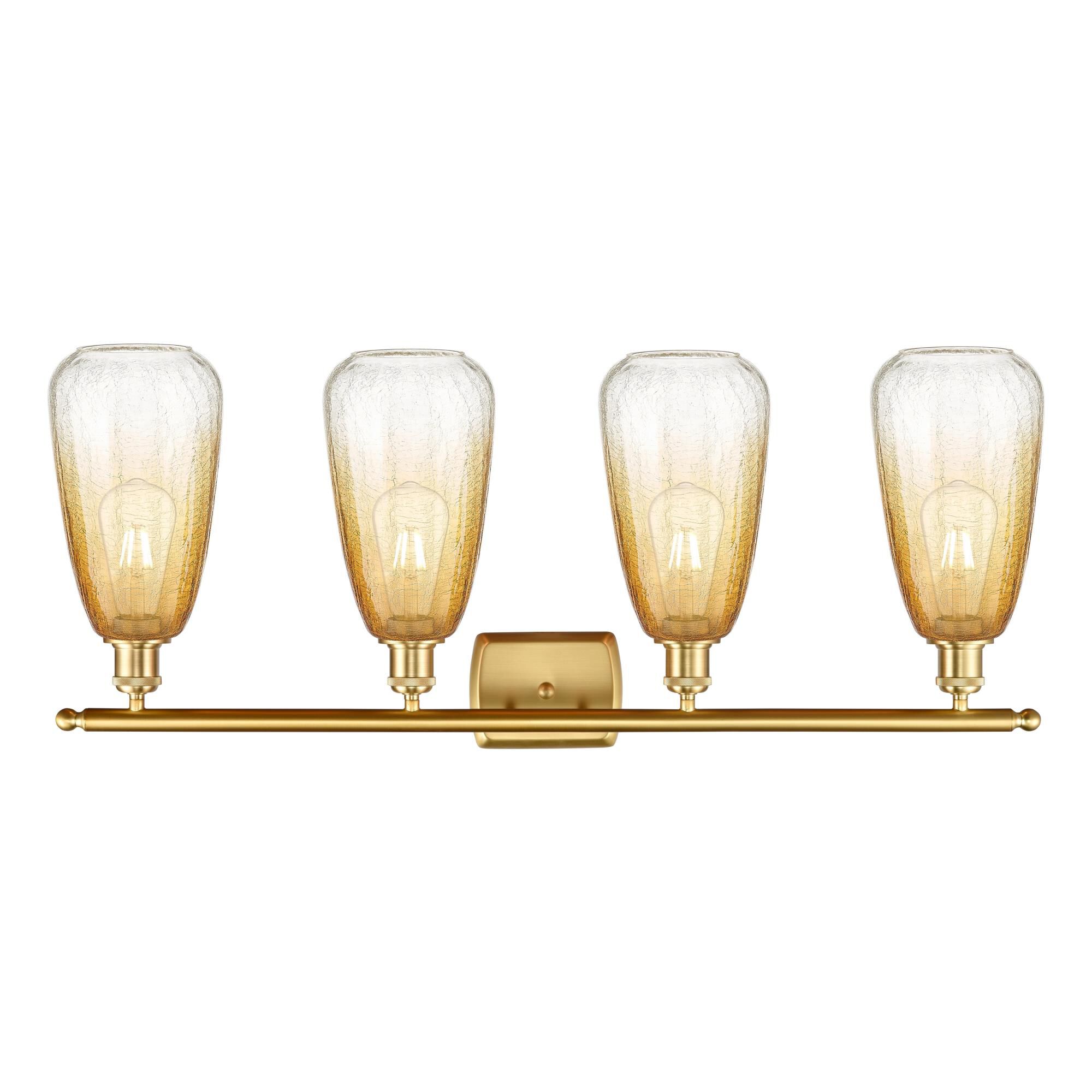 Shown in Satin Gold finish and Amber glass