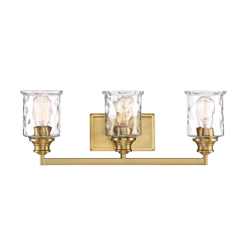 Shown in Brushed Gold finish and Clear Hammered glass and Clear Hammered  Glass shade