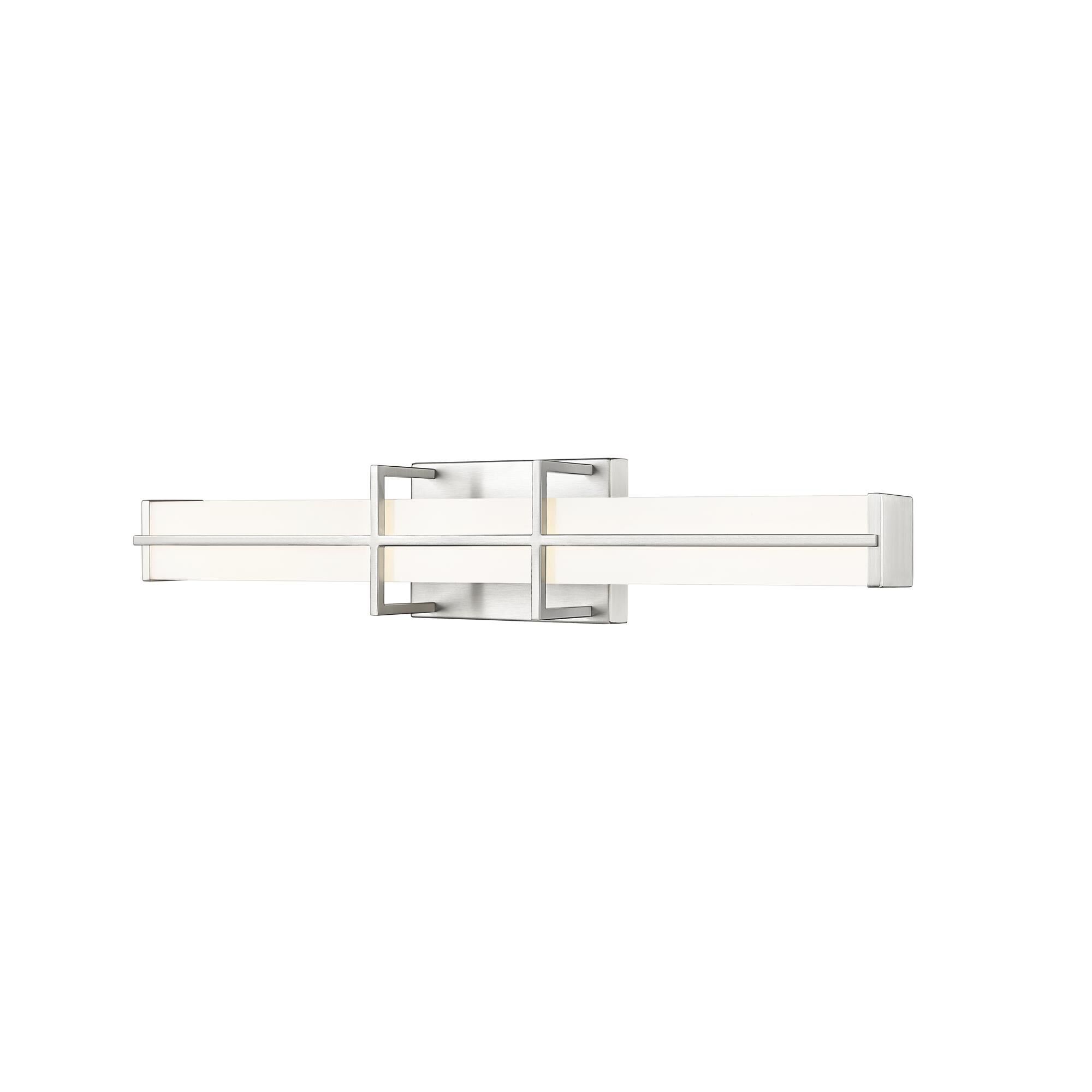Shown in Brushed Nickel finish and Frosted glass and Frosted shade