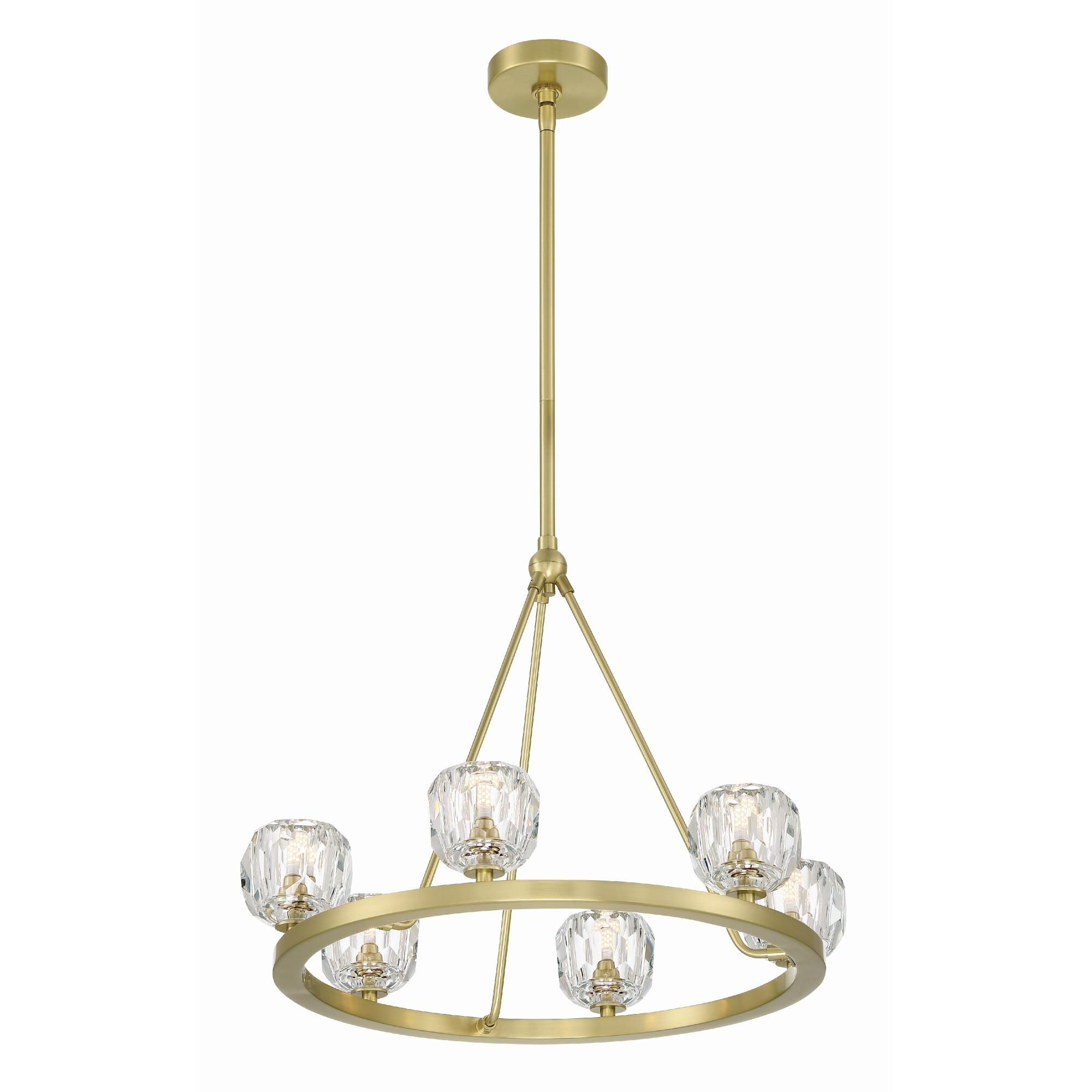 Shown in Soft Brass finish and Faceted Cut crystal and Crystal glass and Crystal shade