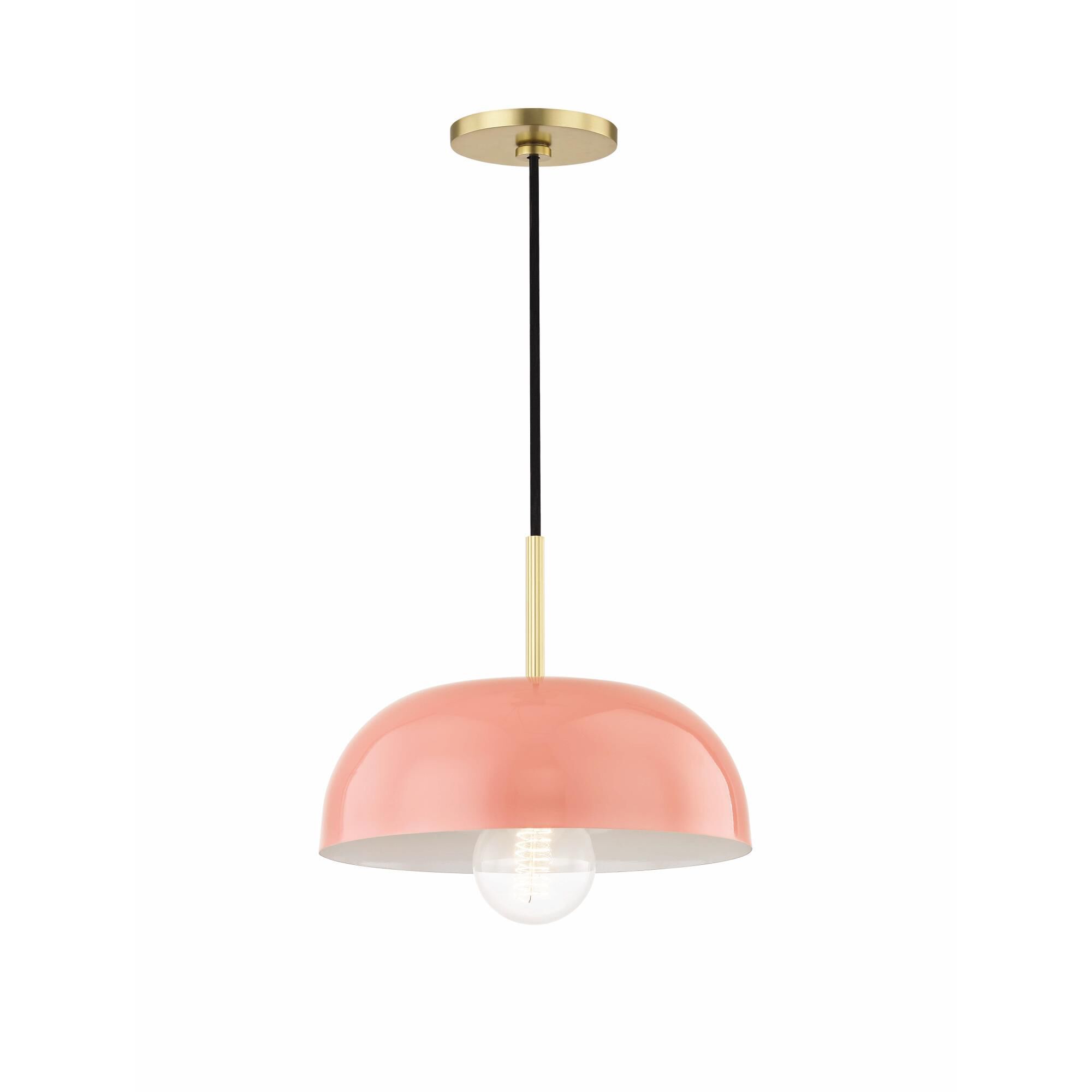 Shown in Aged Brass-Pink finish and Pink Metal shade