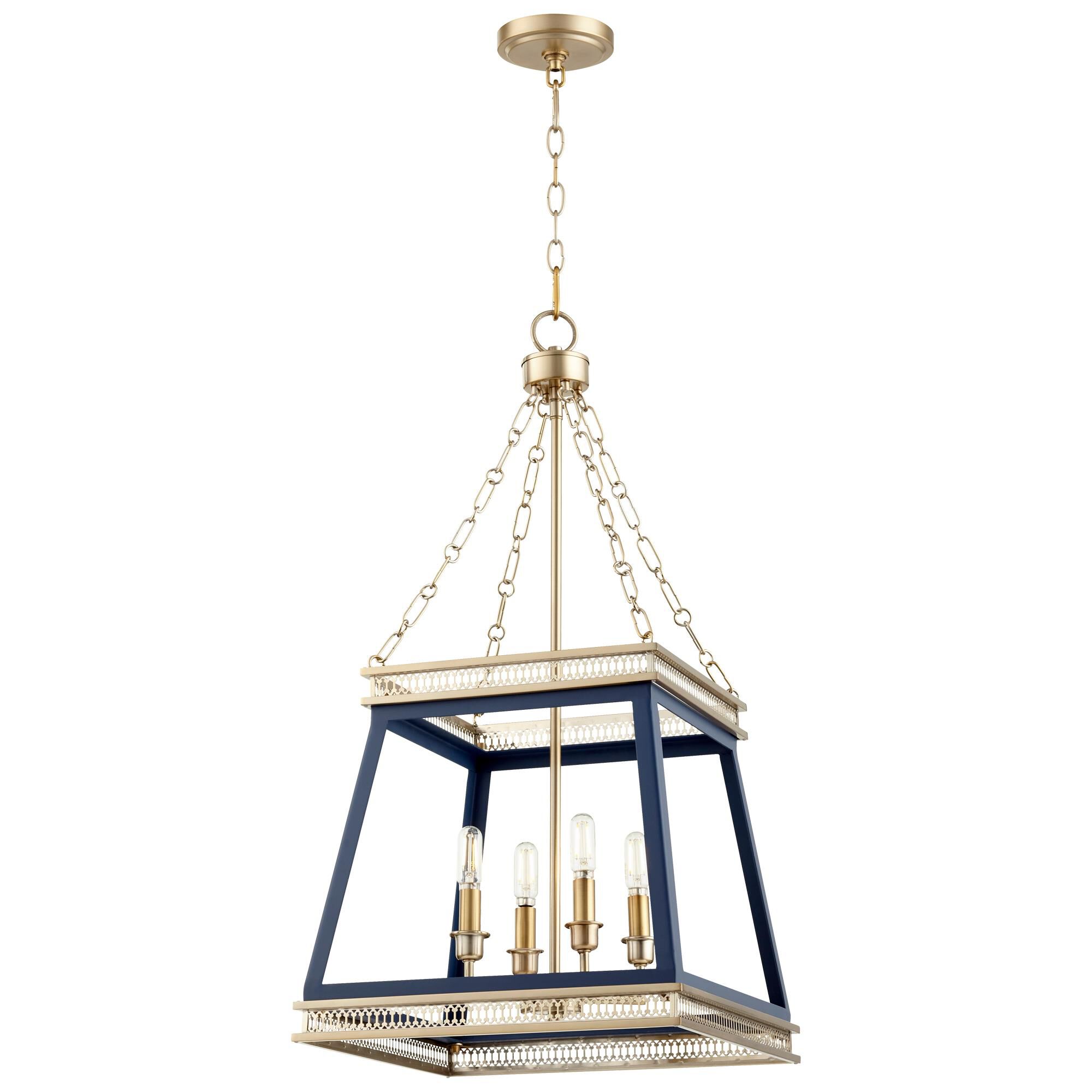 Shown in Blue And Aged Brass finish