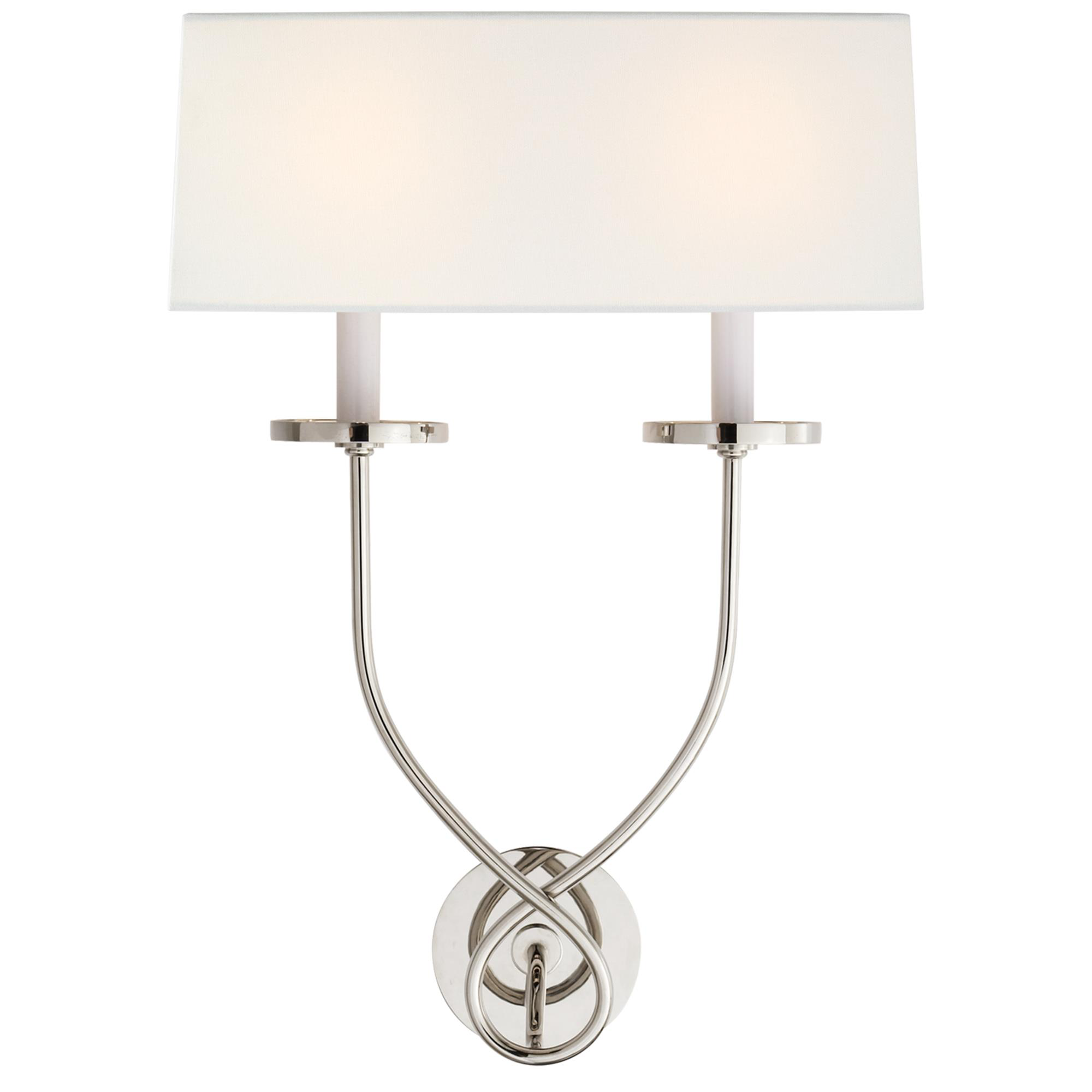 Shown in Polished Nickel finish and Linen shade