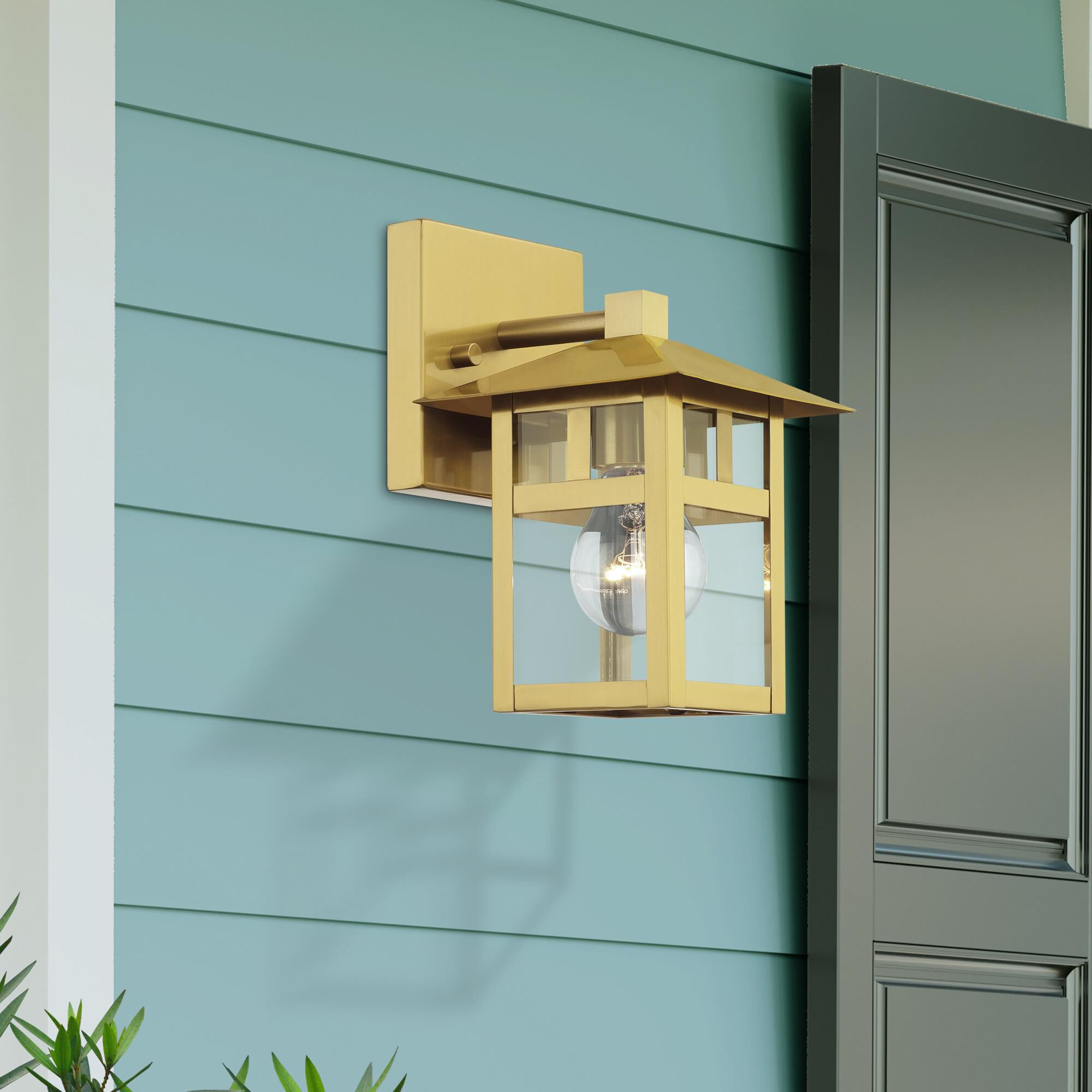 Shown in Satin Gold finish and Clear glass