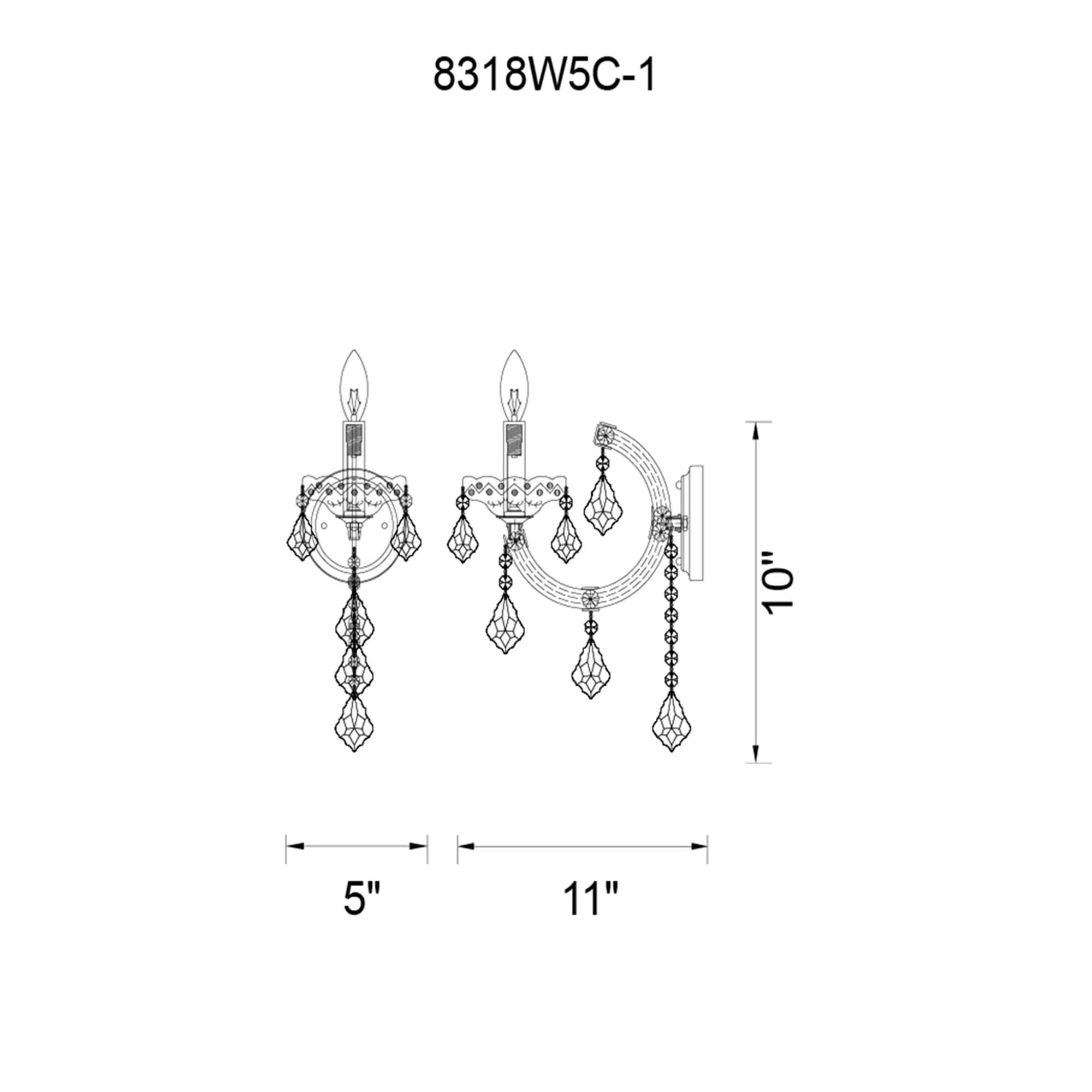 Shown in Chrome finish and K9 Clear crystal