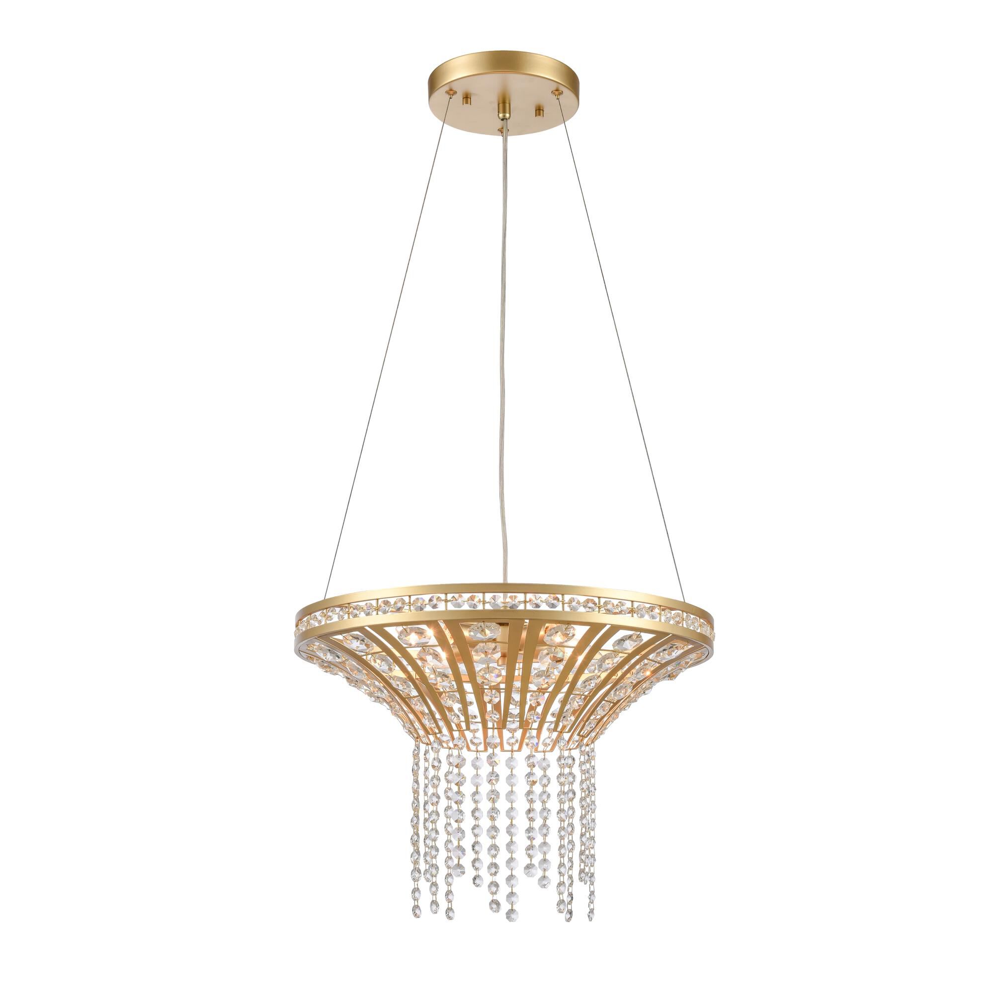 Shown in Gold finish and Champagne Gold Metal with Crystal Strands shade