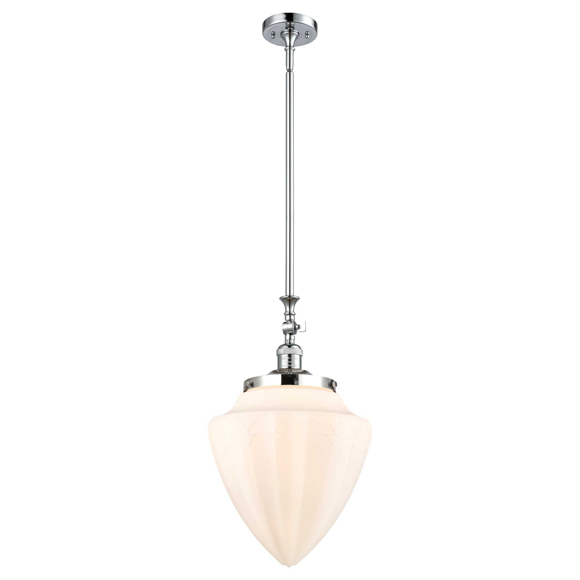 Shown in Polished Chrome finish and Matte White glass