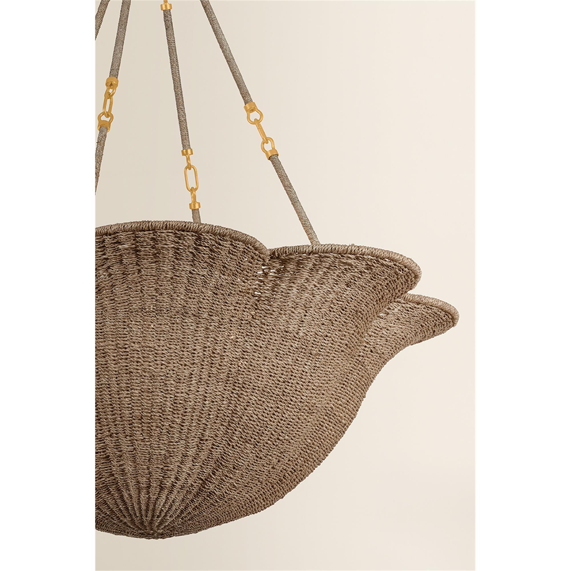 Shown in Vintage Gold Leaf finish and Abaca Natural Woven shade