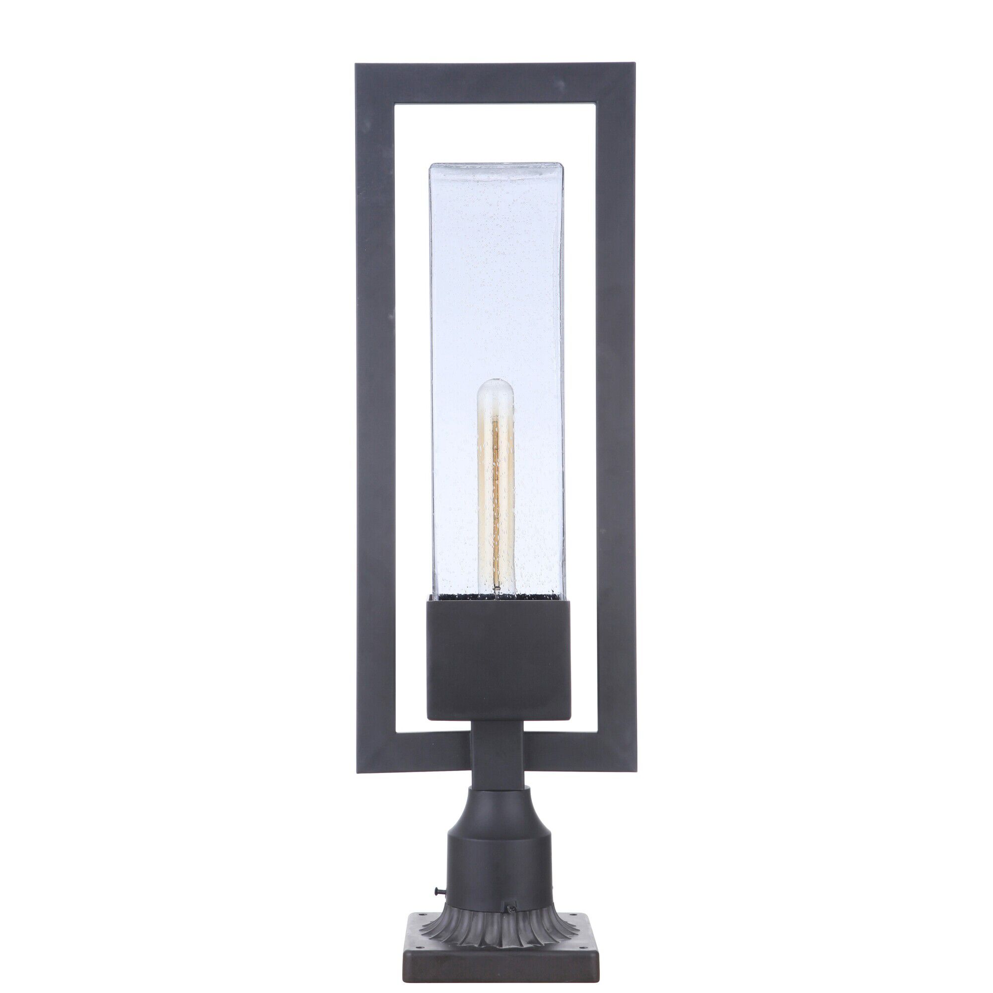 Shown in Midnight finish and Clear Seeded glass and Glass shade