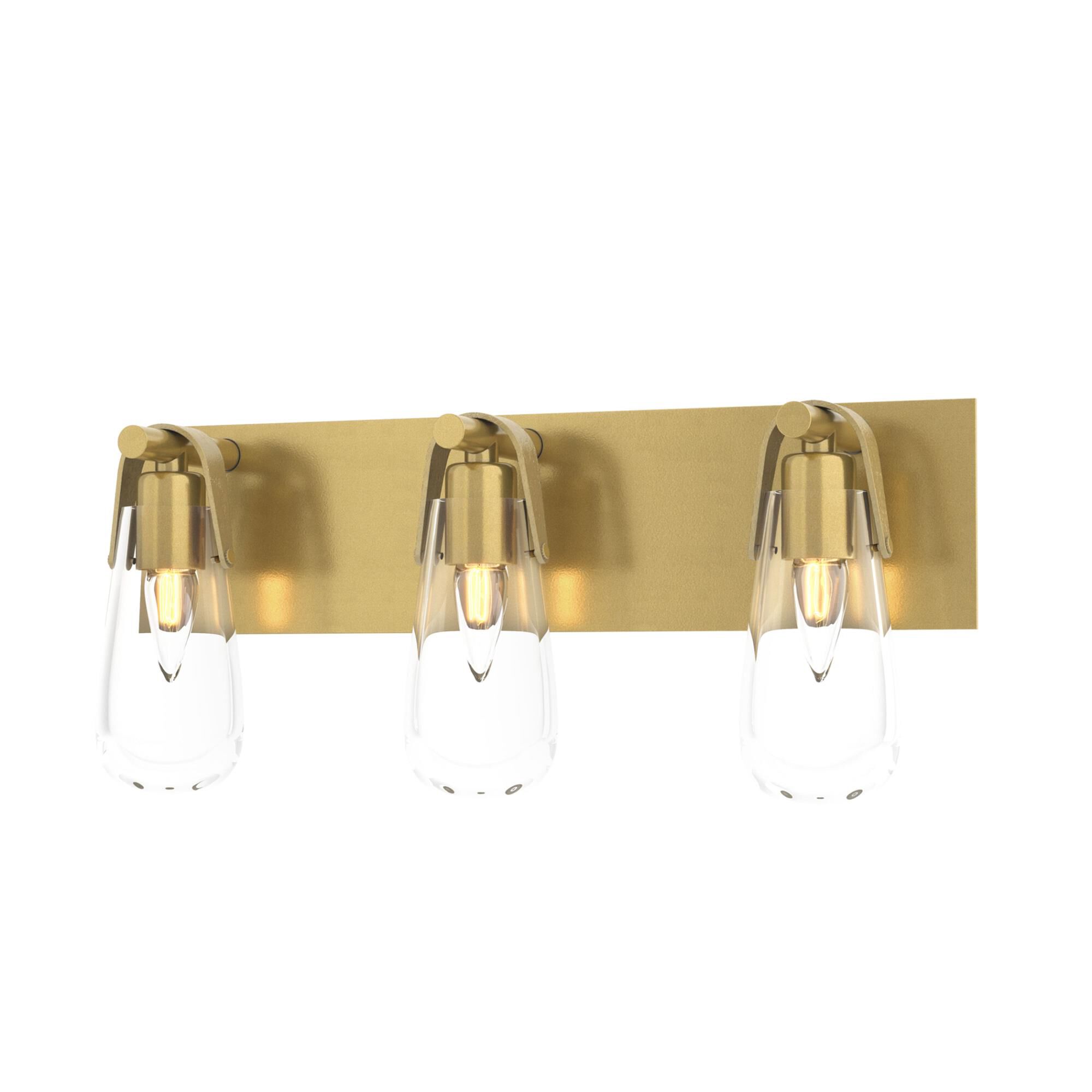 Shown in Modern Brass finish and Clear glass