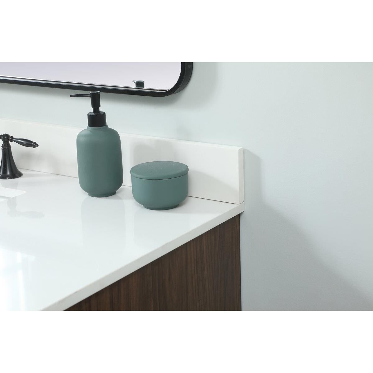 Shown in Walnut finish and Backsplash accent