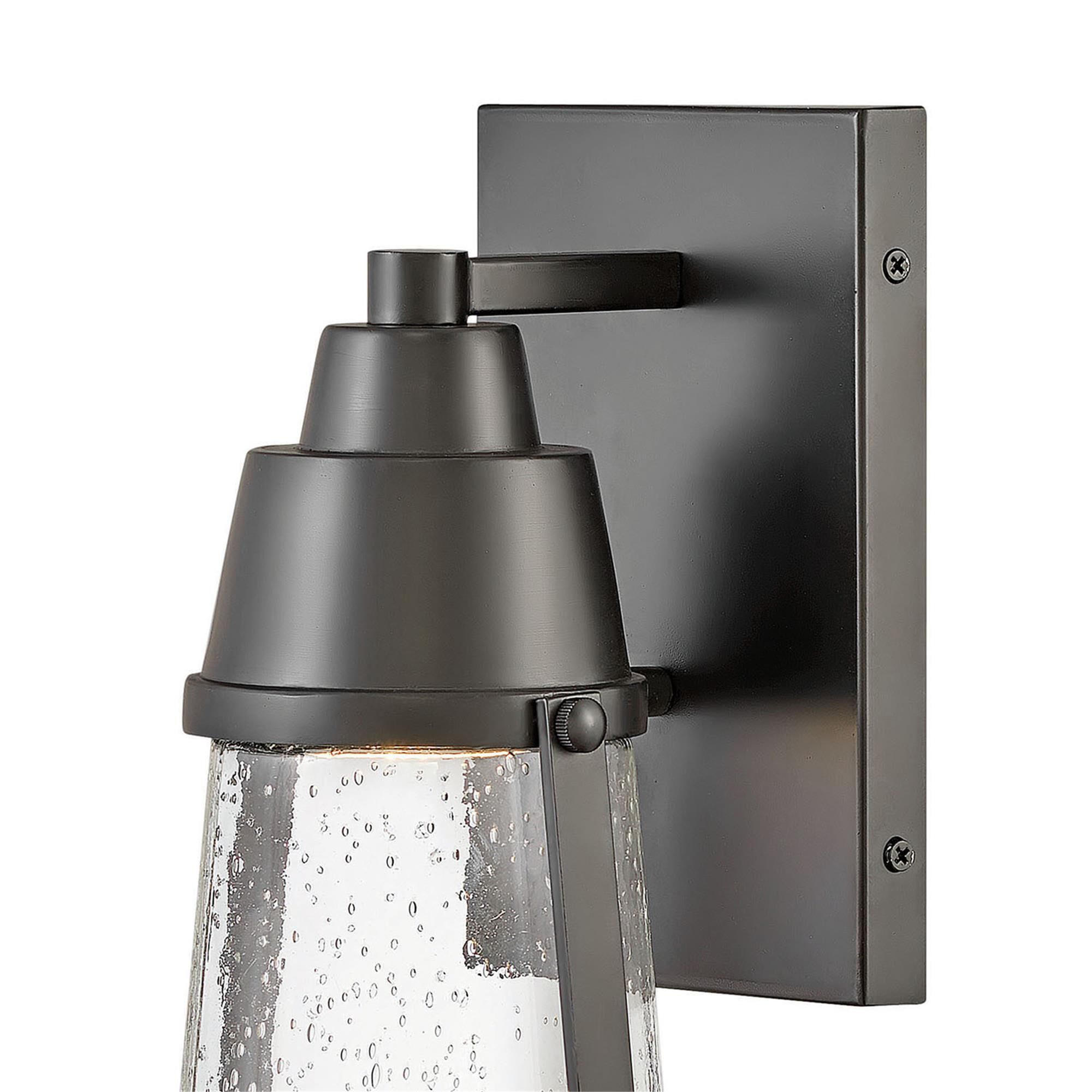 Shown in Black finish and Clear Seedy glass