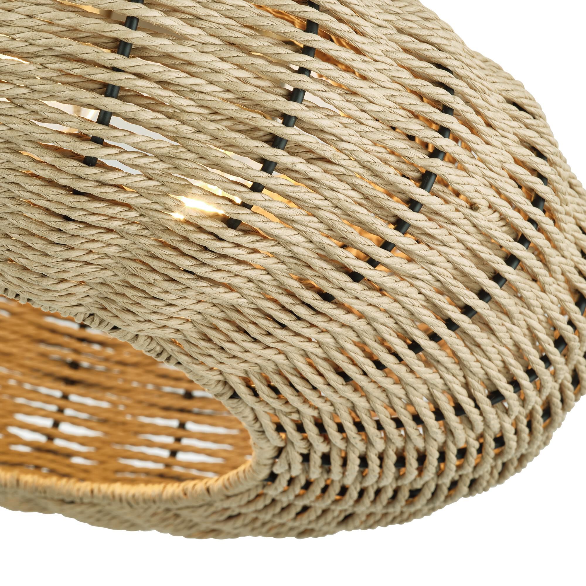 Shown in Antique Gold Leaf finish and Hand-Woven French Beige Paper Rope shade