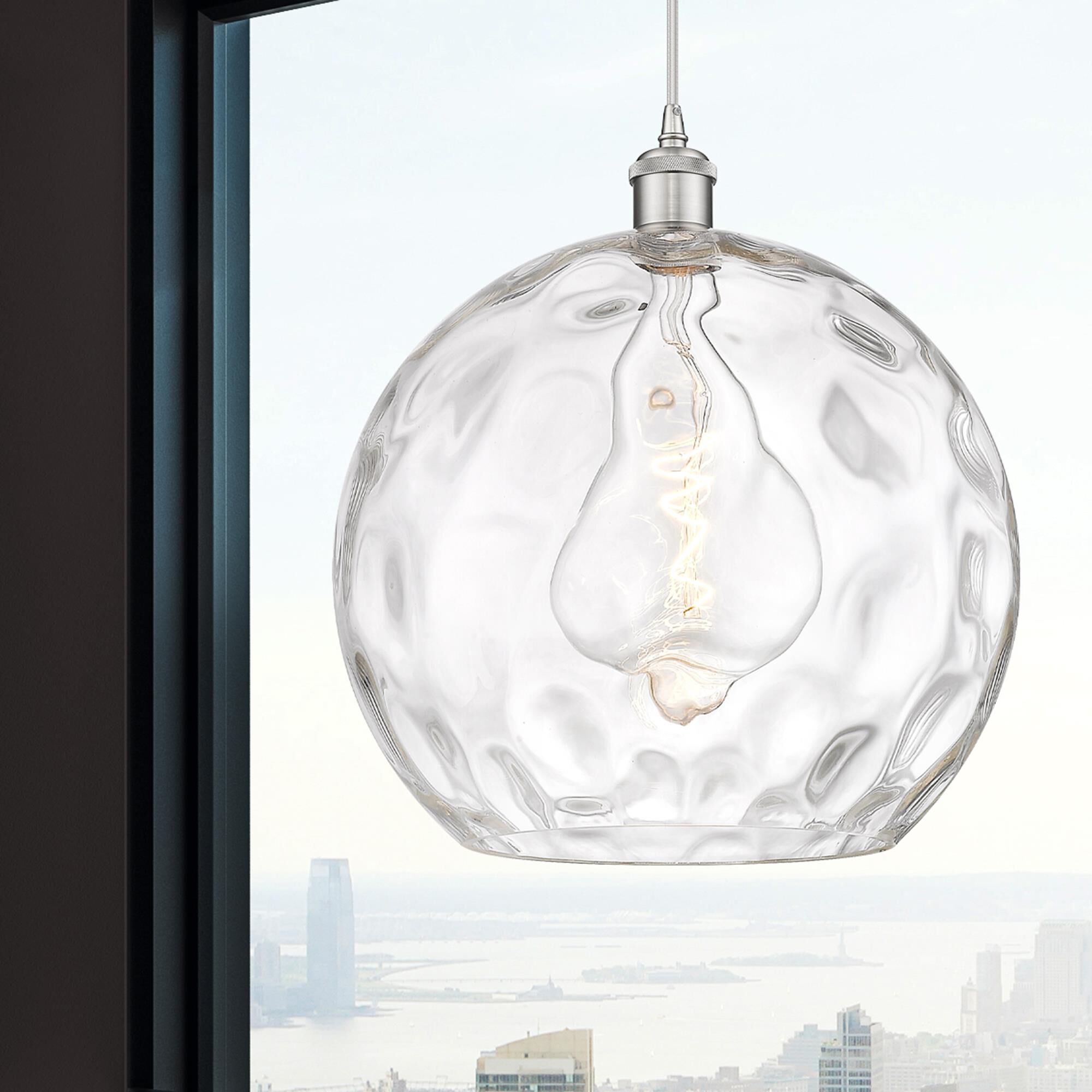 Shown in Brushed Satin Nickel finish and Clear glass