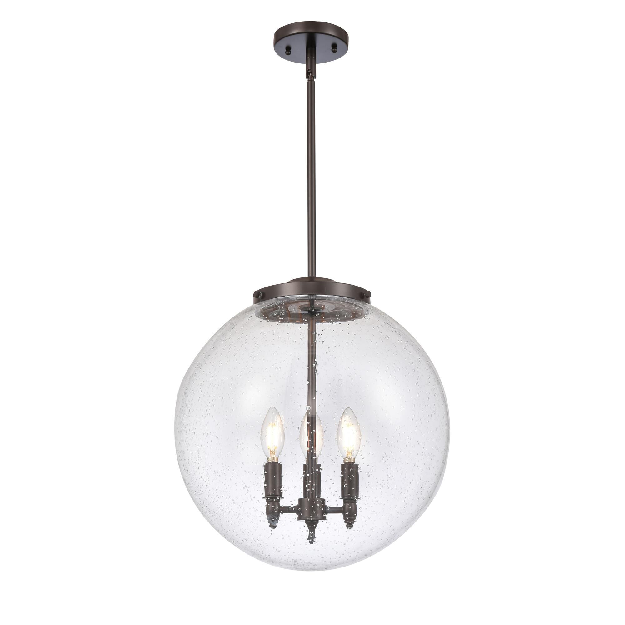 Shown in Oil Rubbed Bronze finish and Seedy glass