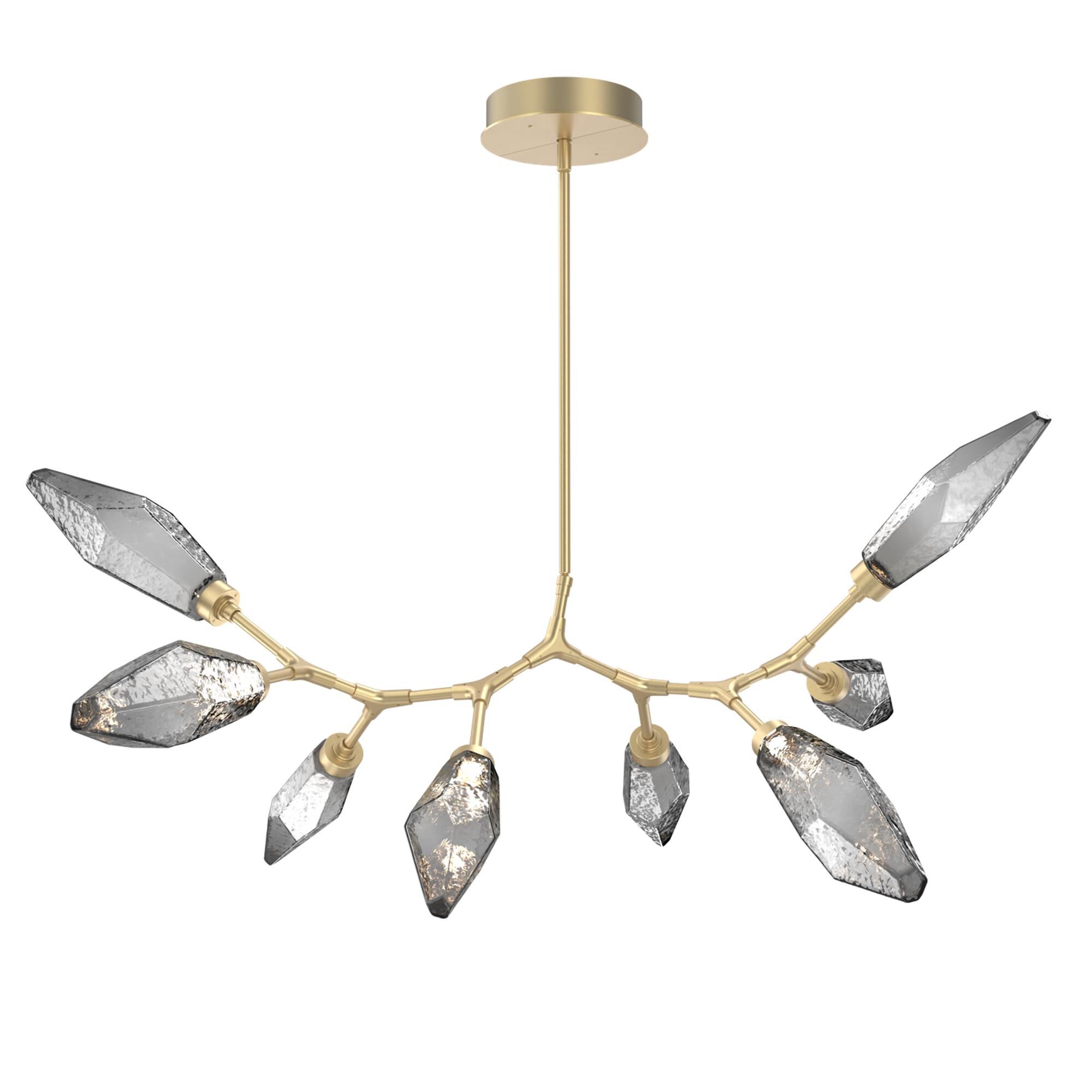 Shown in Gilded Brass finish and Chilled Blown Smoke glass