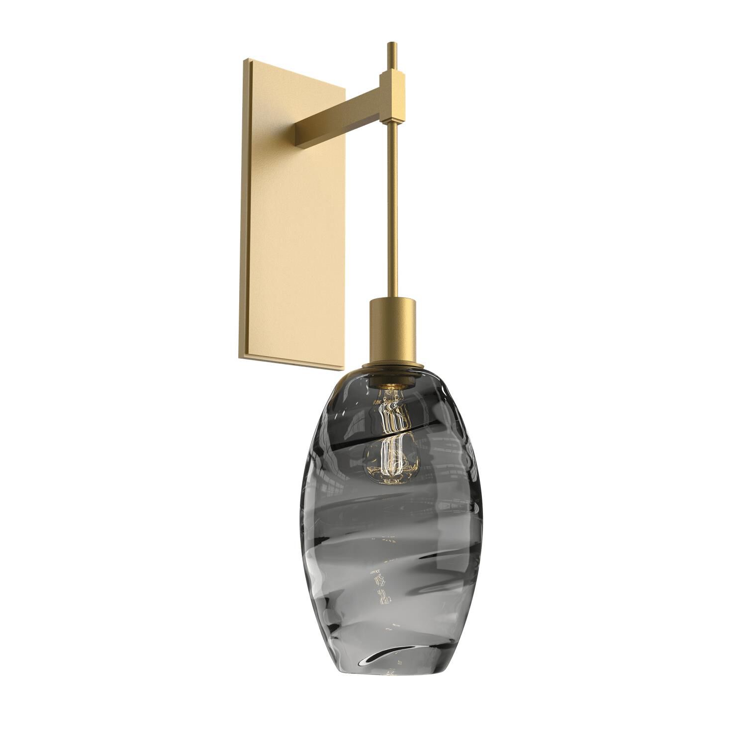Shown in Gilded Brass finish and Optic Blown Smoke glass