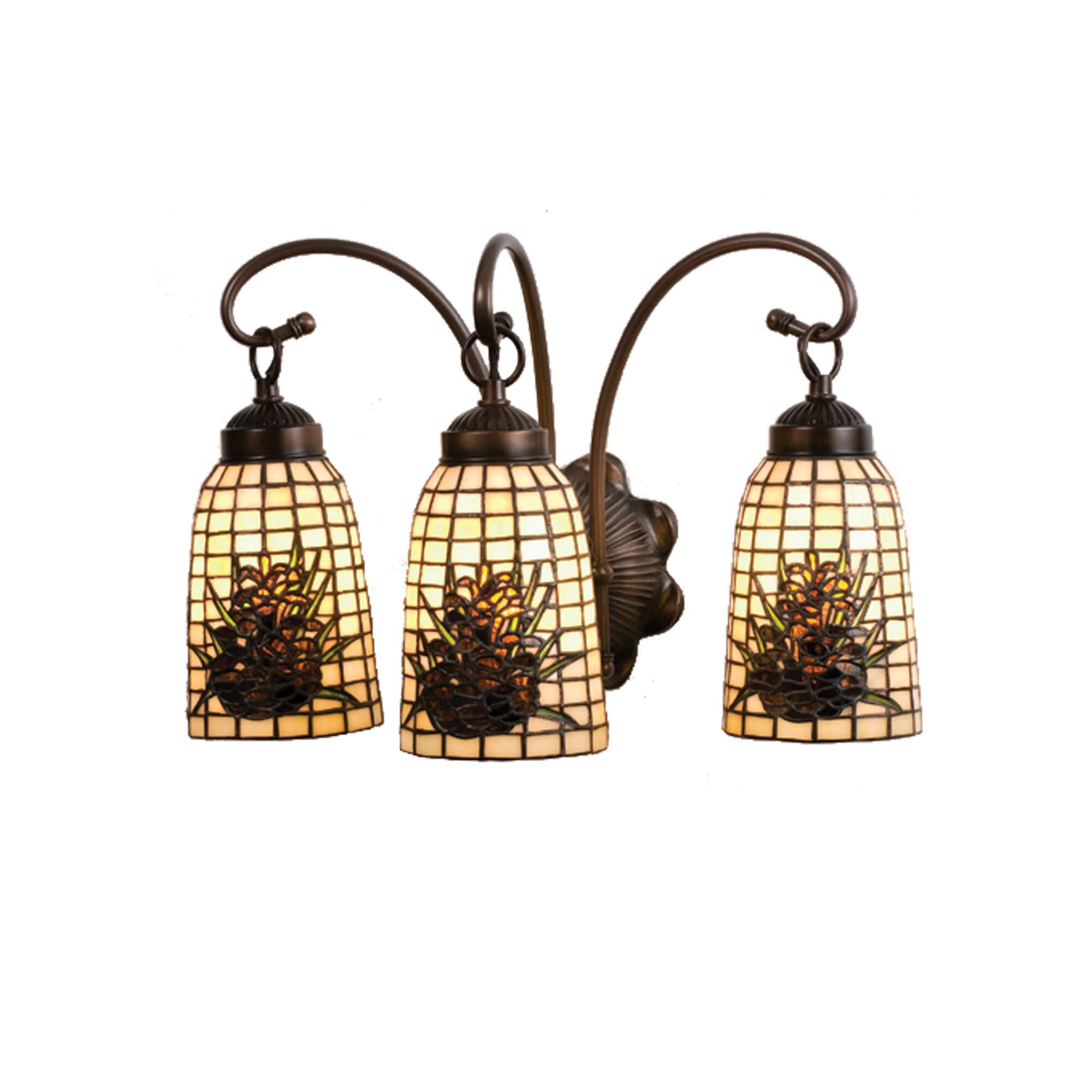 Shown in Antique Finish finish and Beige-Amber-Green glass