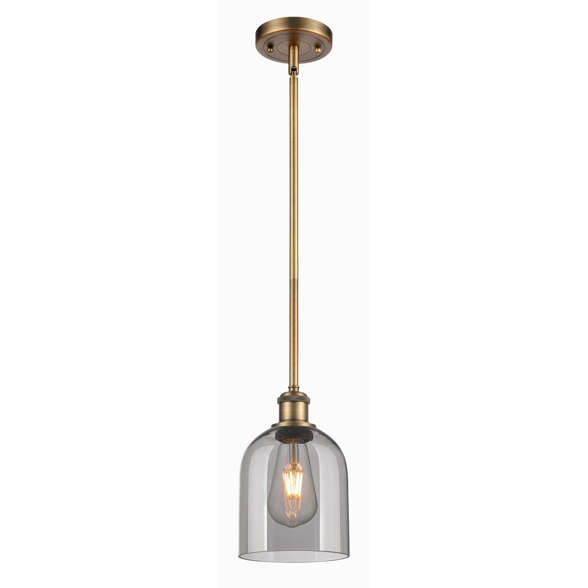 Shown in Brushed Brass finish and Light Smoke glass