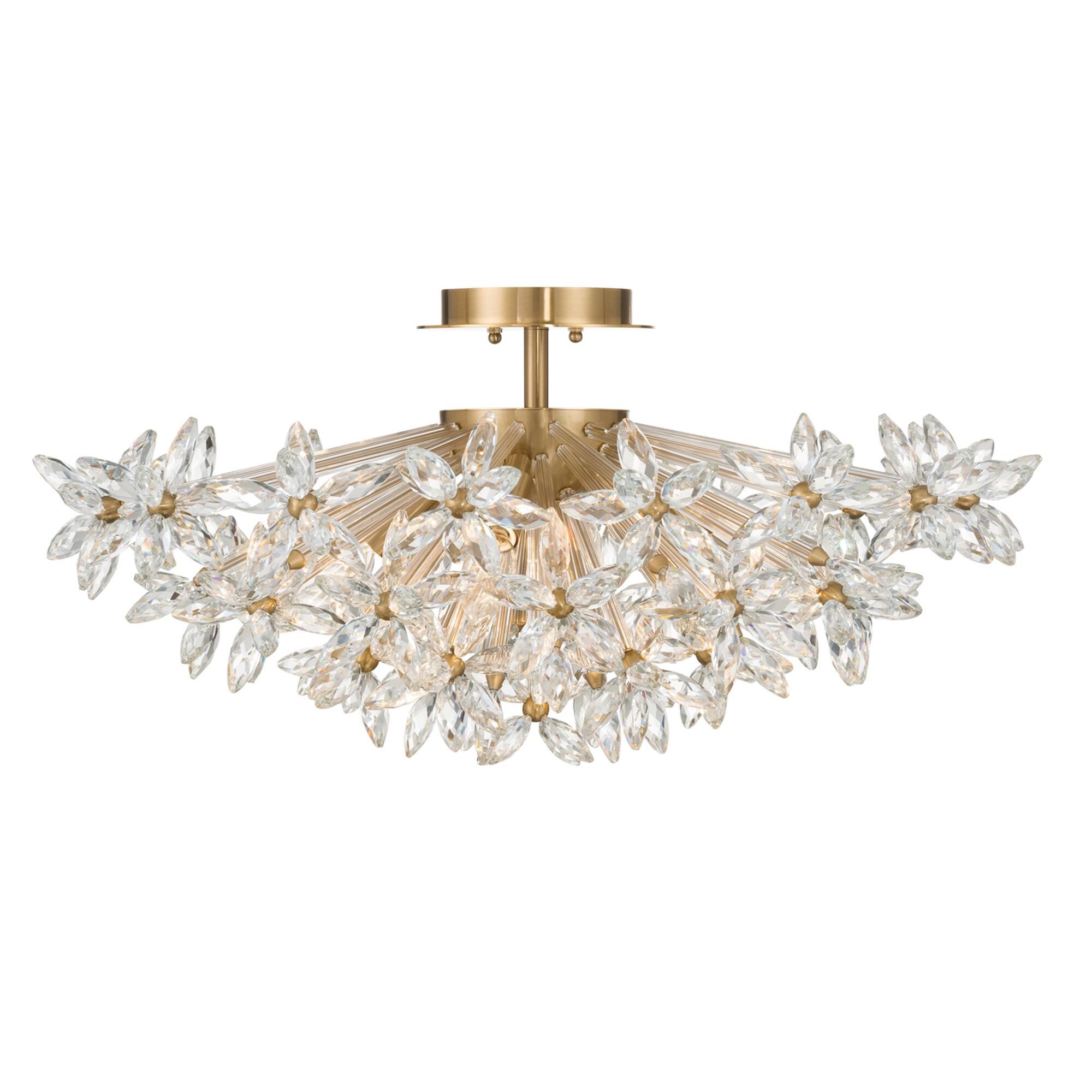 Shown in Aged Brass finish and Faceted Cut crystal