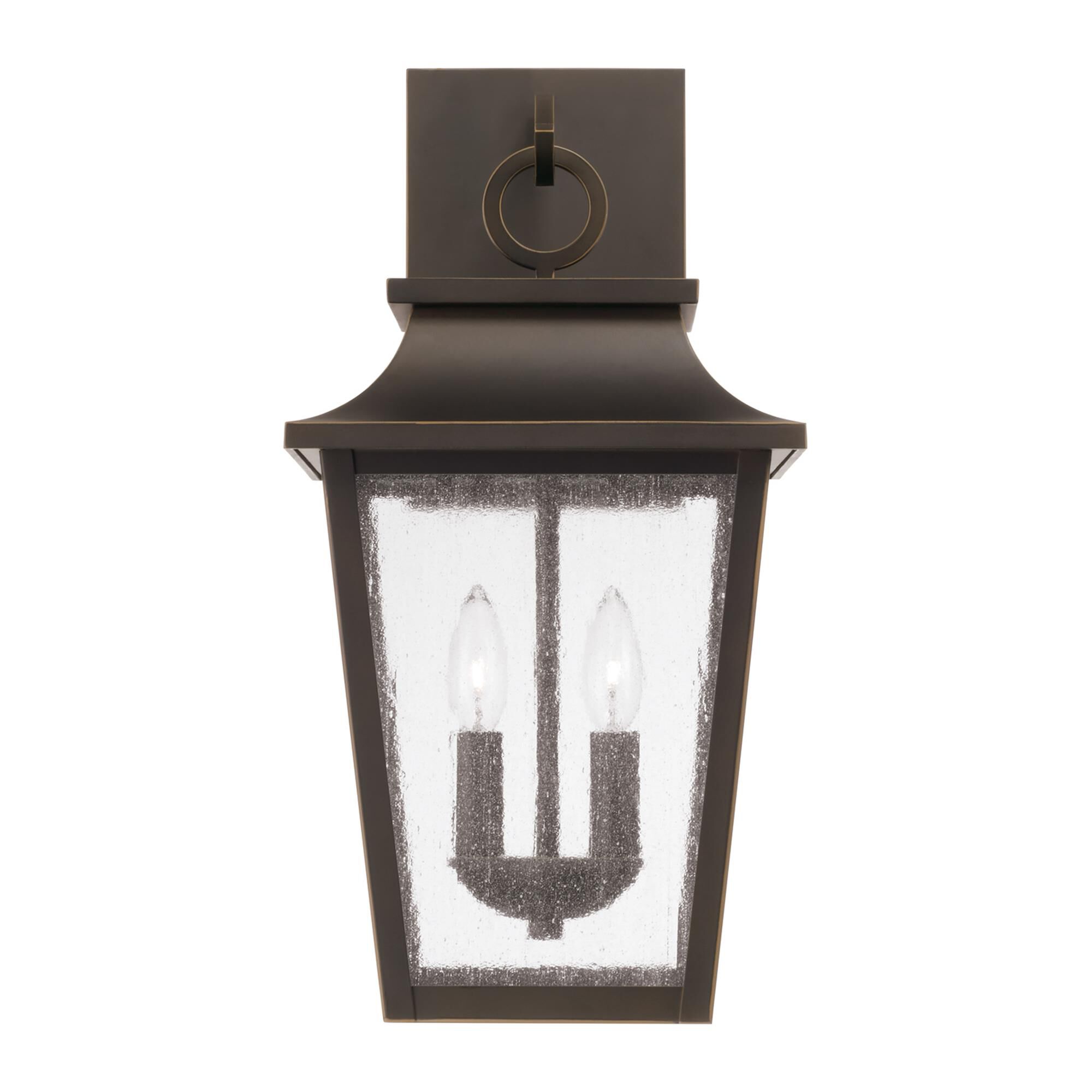 Shown in Oiled Bronze finish and Antiqued glass