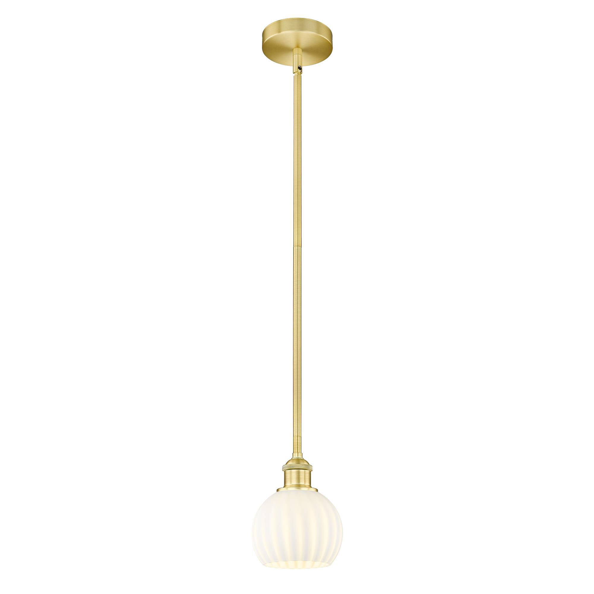 Shown in Satin Gold finish and White Venetian glass