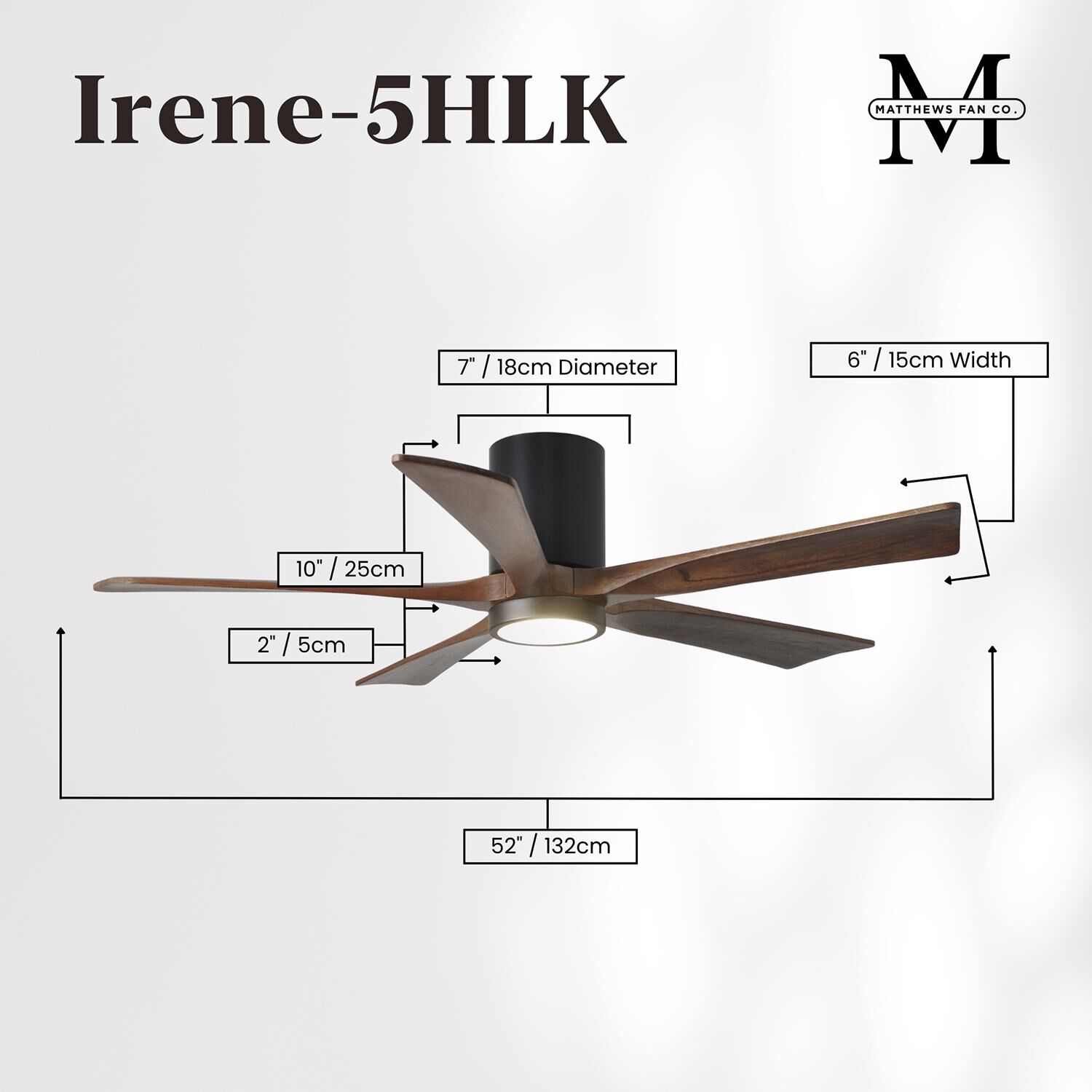 Irene 52 Inch Flush Mount Fan with Light Kit by Matthews Fan Company