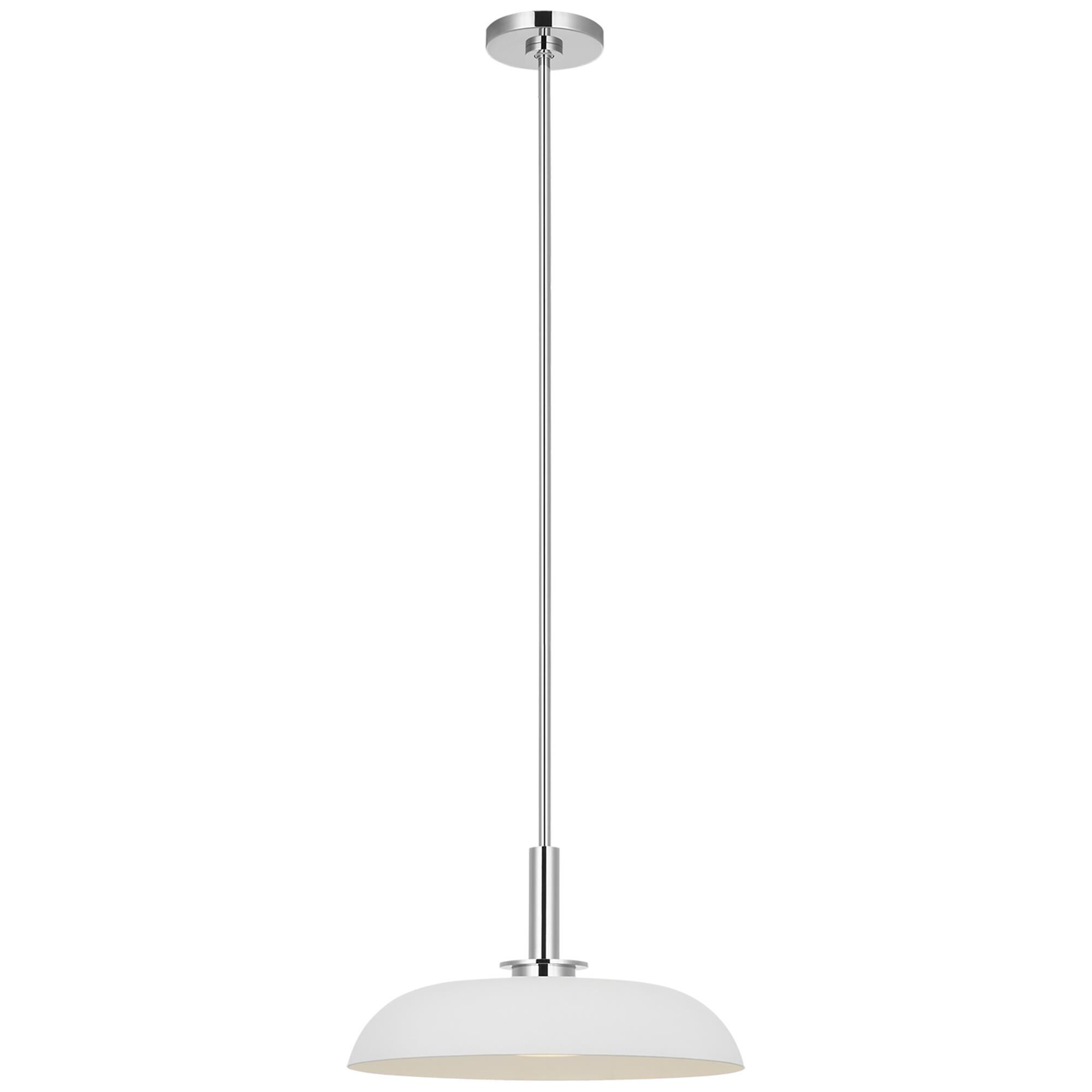 Shown in Polished Nickel and Matte White finish and White glass