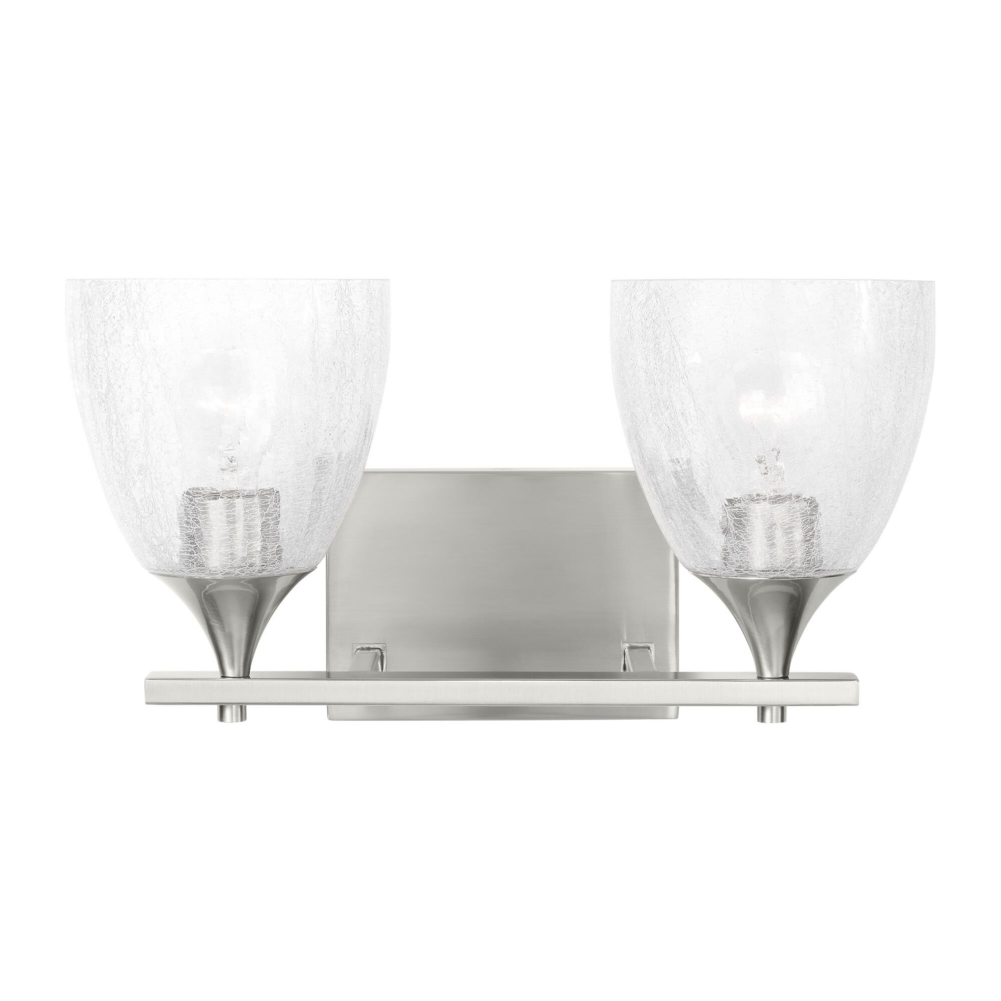 Shown in Brushed Nickel finish and Clear Crackle glass