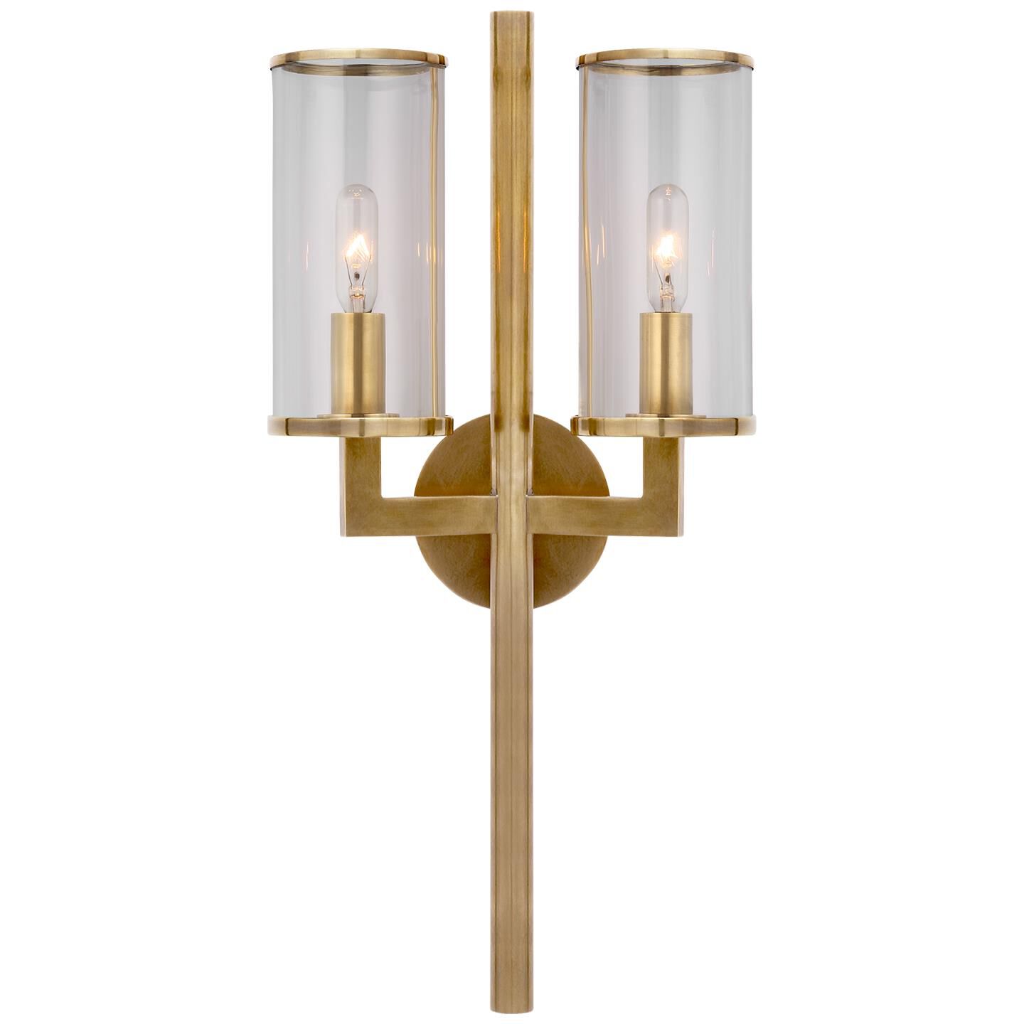 Shown in Antique-Burnished Brass finish and Clear glass