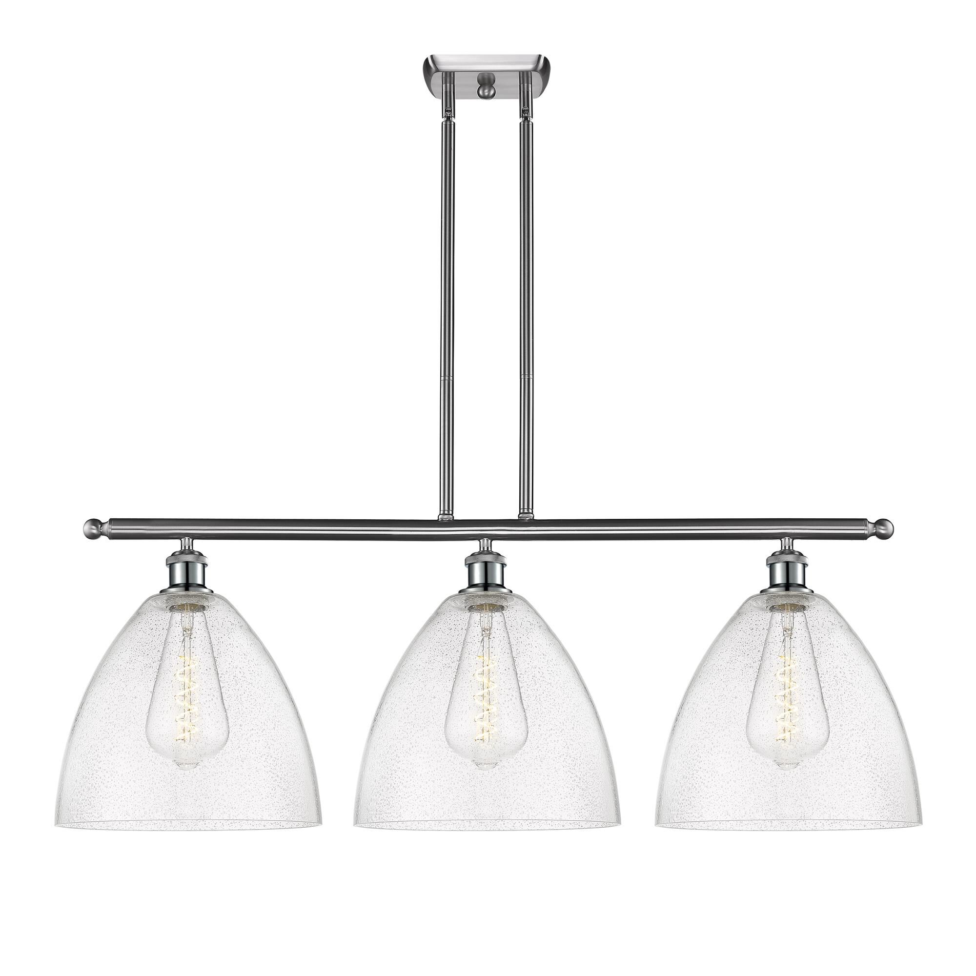 Shown in Brushed Satin Nickel finish and Seedy Ballston Dome glass and No Shade shade