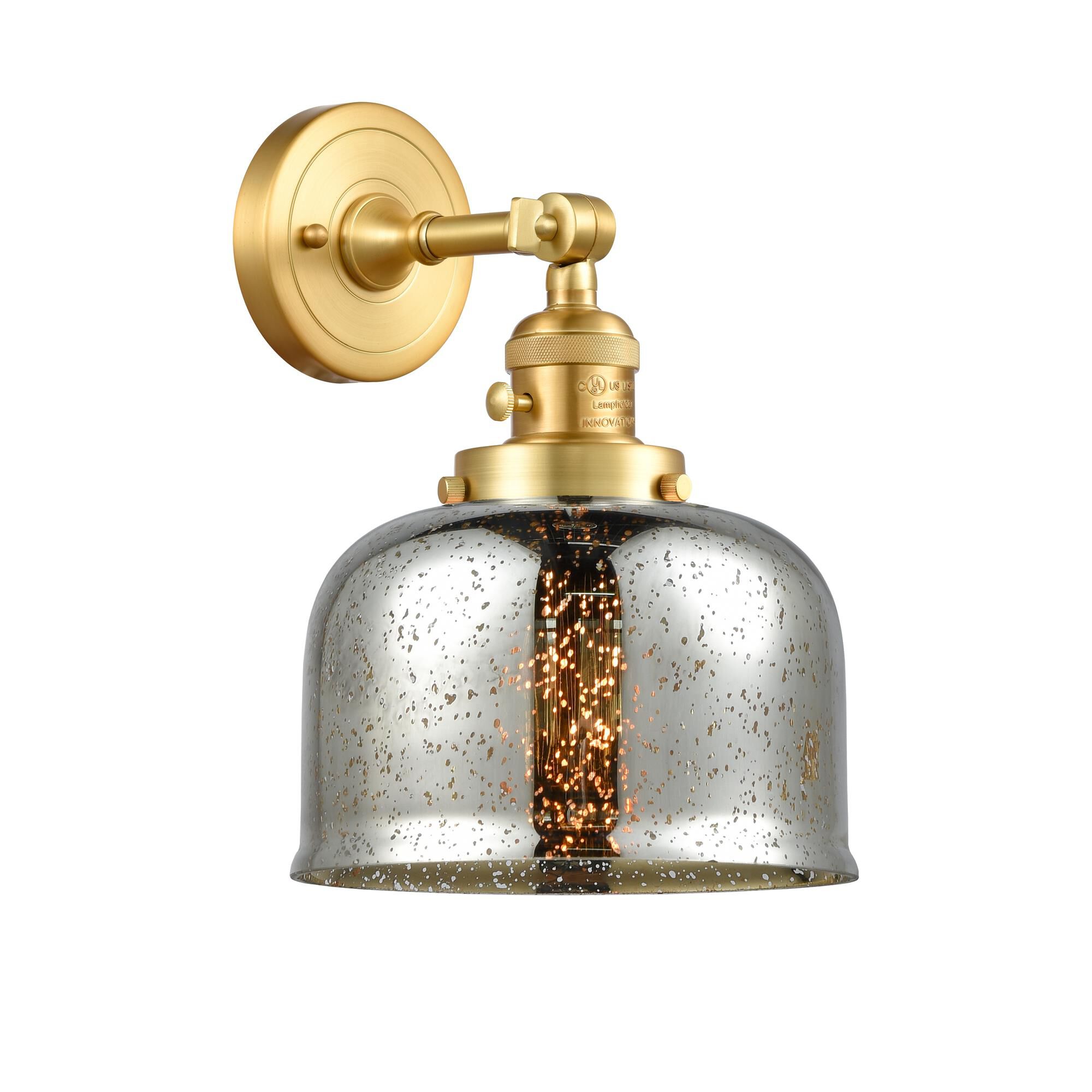Shown in Satin Gold finish and Silver Plated Mercury Large Bell glass