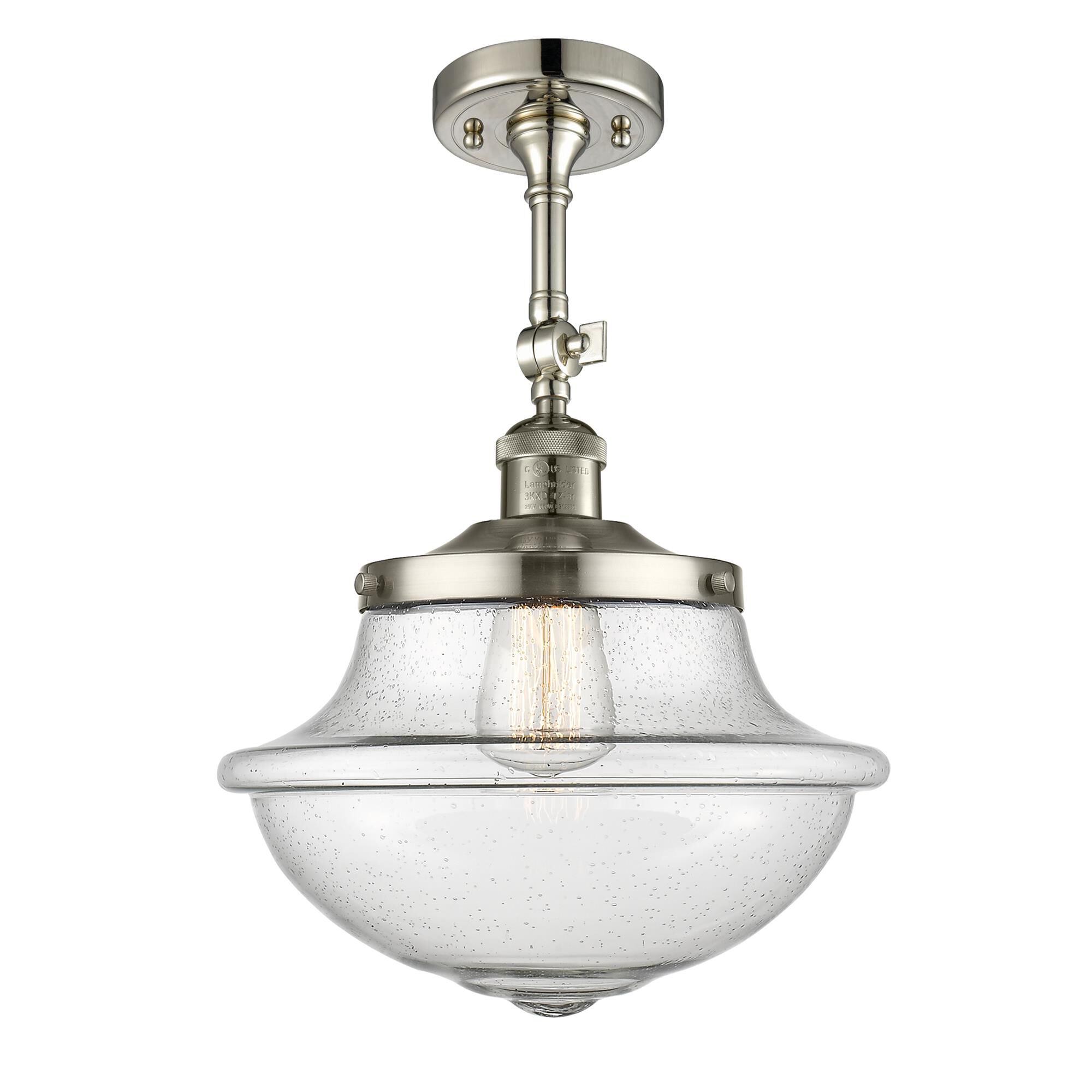 Shown in Polished Nickel finish and Seedy glass