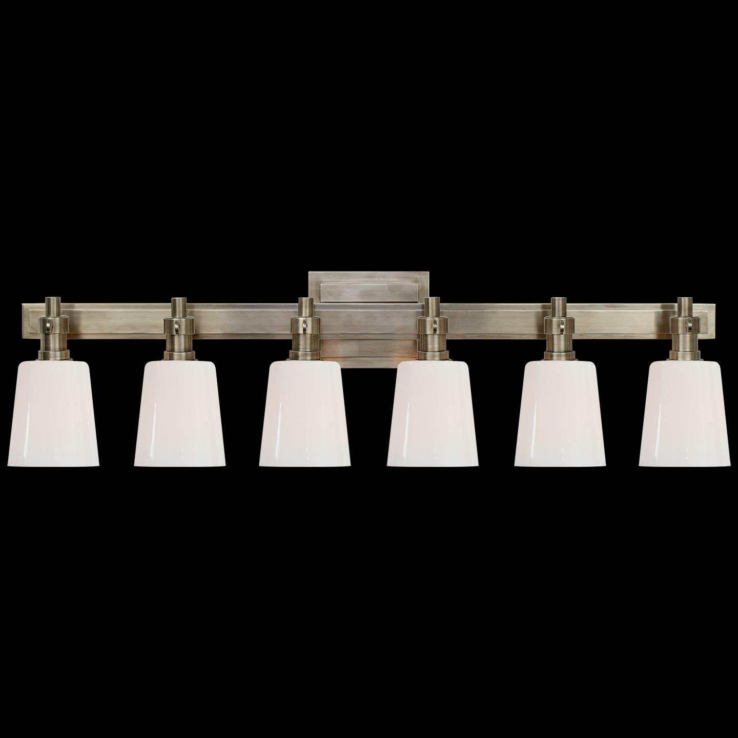 Shown in Antique Nickel finish and White glass and White Glass shade
