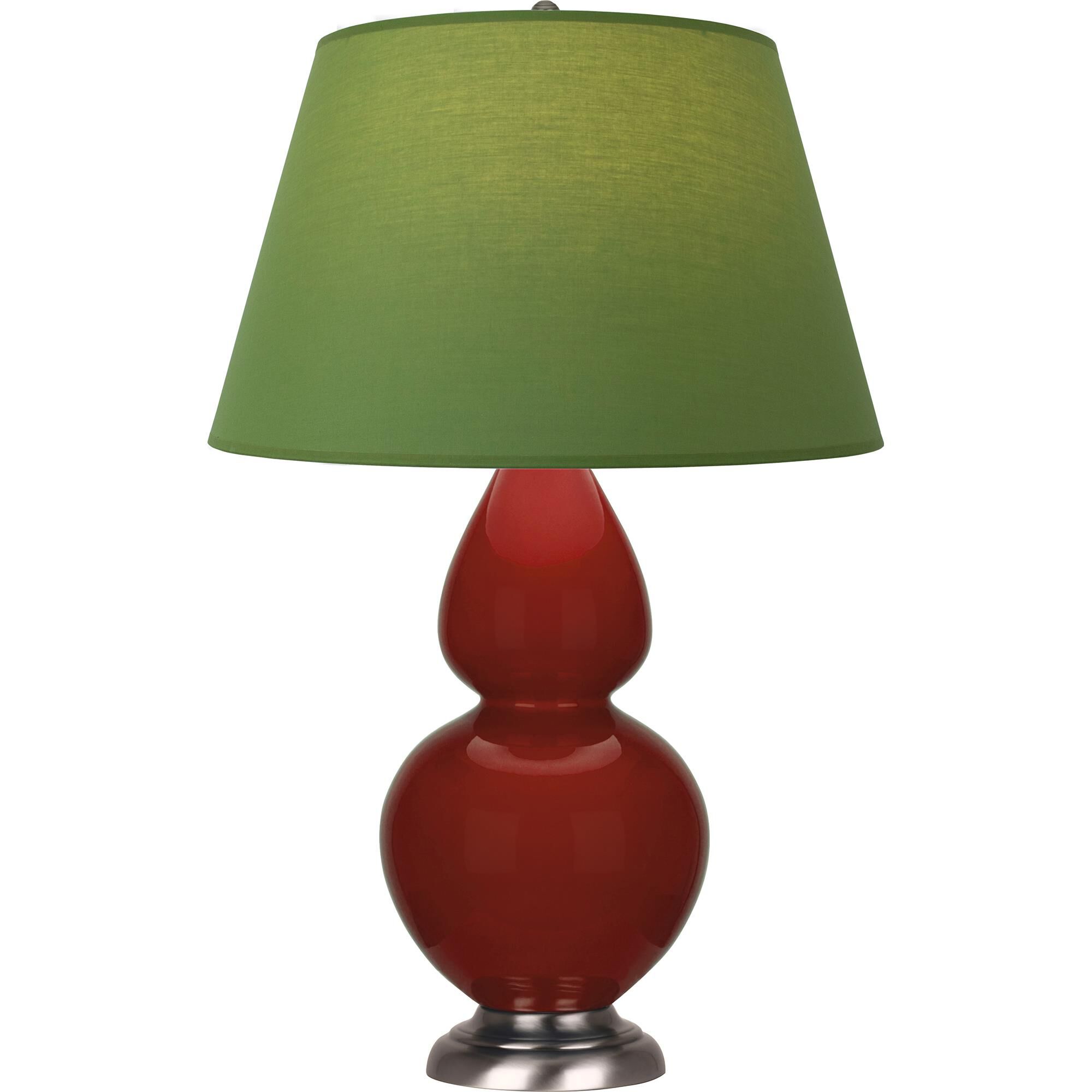 Shown in Oxblood Glazed finish and Tea Green with Taupe Lining shade and Antique Silver accent