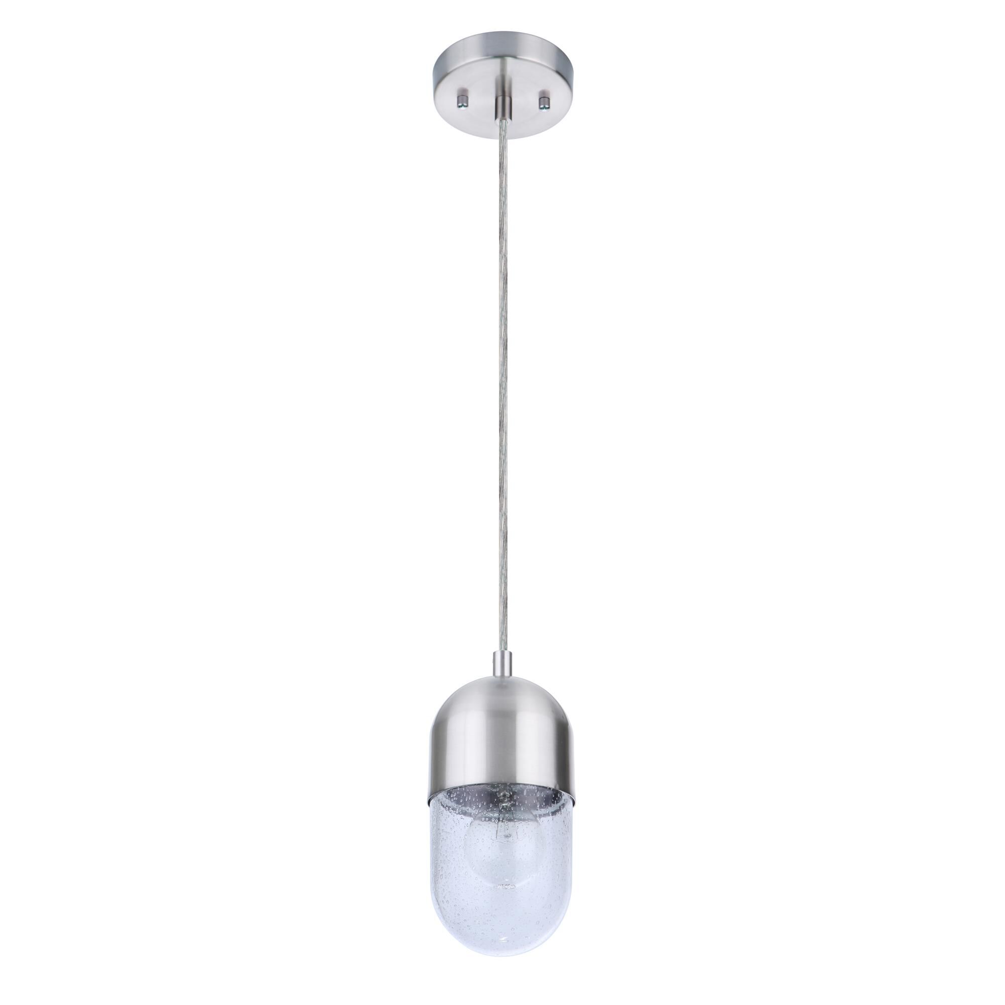 Shown in Brushed Polished Nickel finish and Clear Seeded glass and Glass shade
