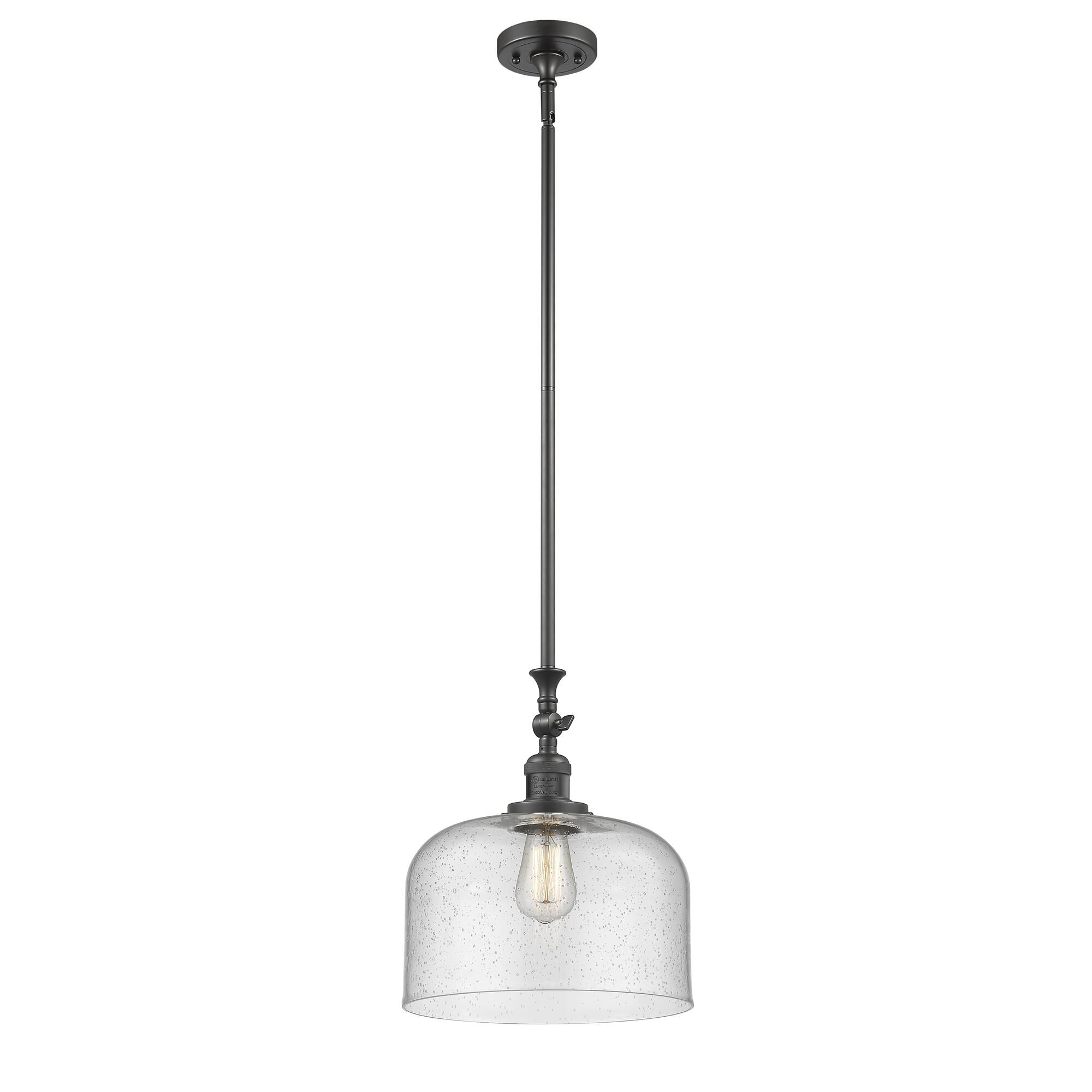 Shown in Oil Rubbed Bronze finish and Seedy glass