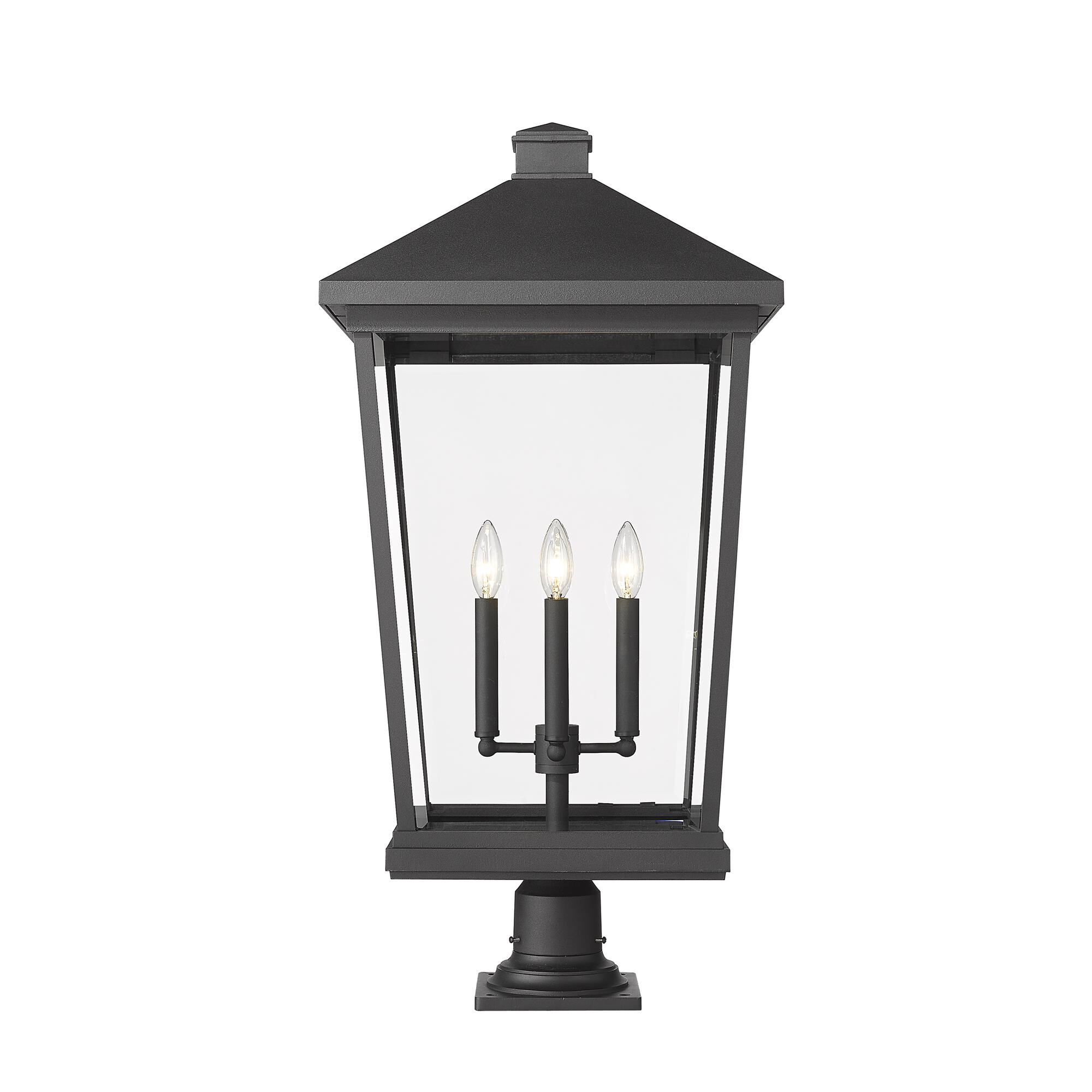 Shown in Black finish and Glass shade