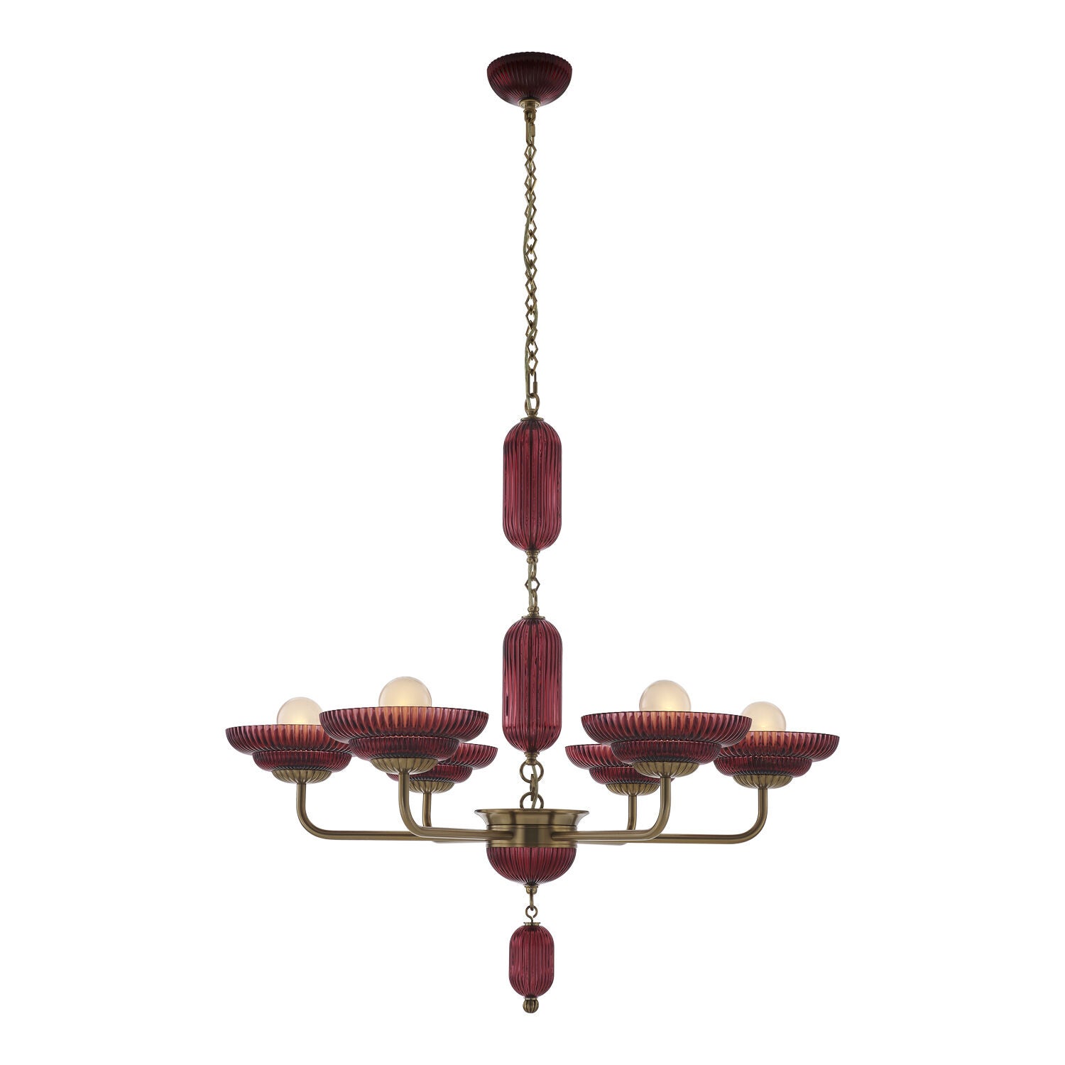 Shown in Satin Brass finish and Peacock Green glass