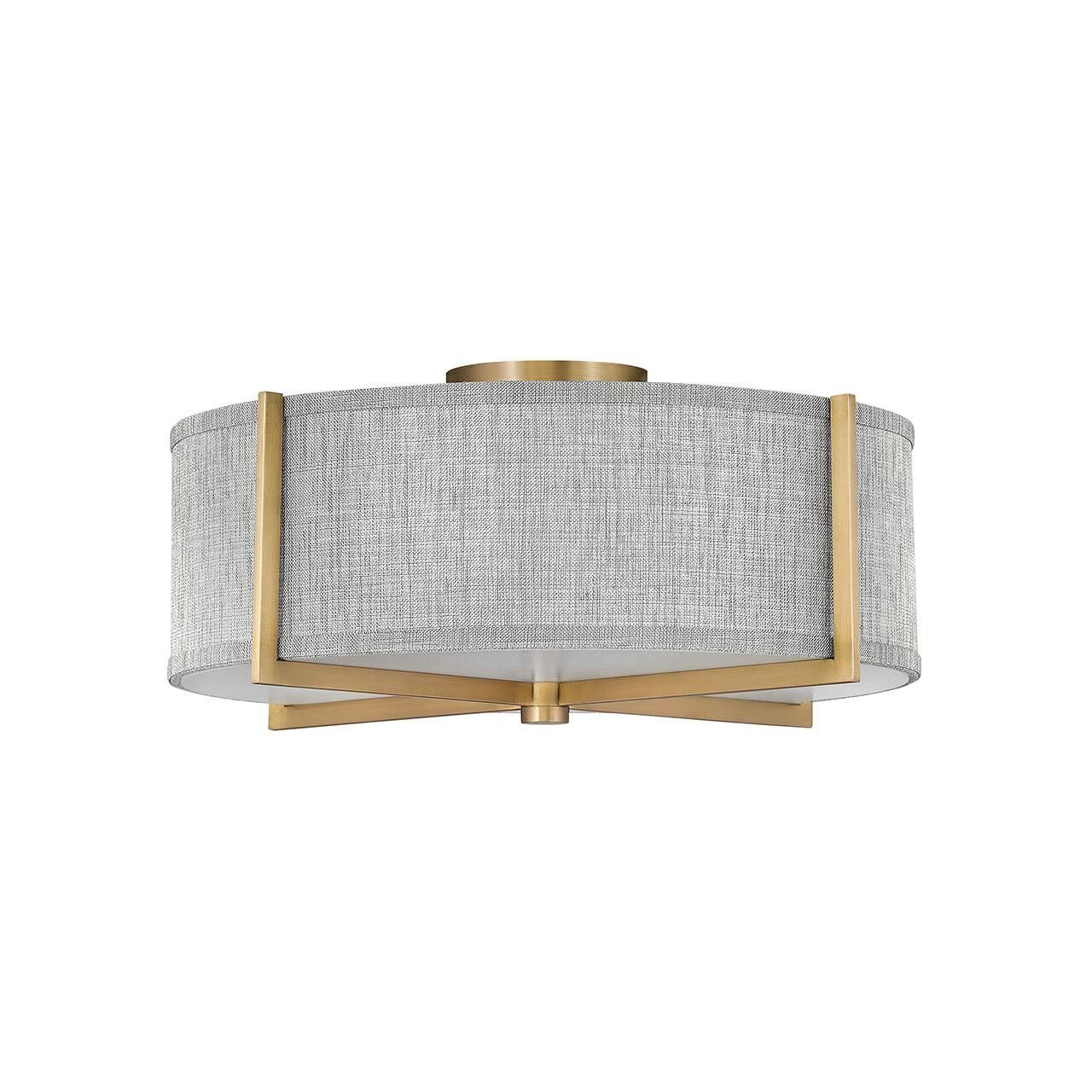 Shown in Heritage Brass finish and Heathered Gray Slub shade