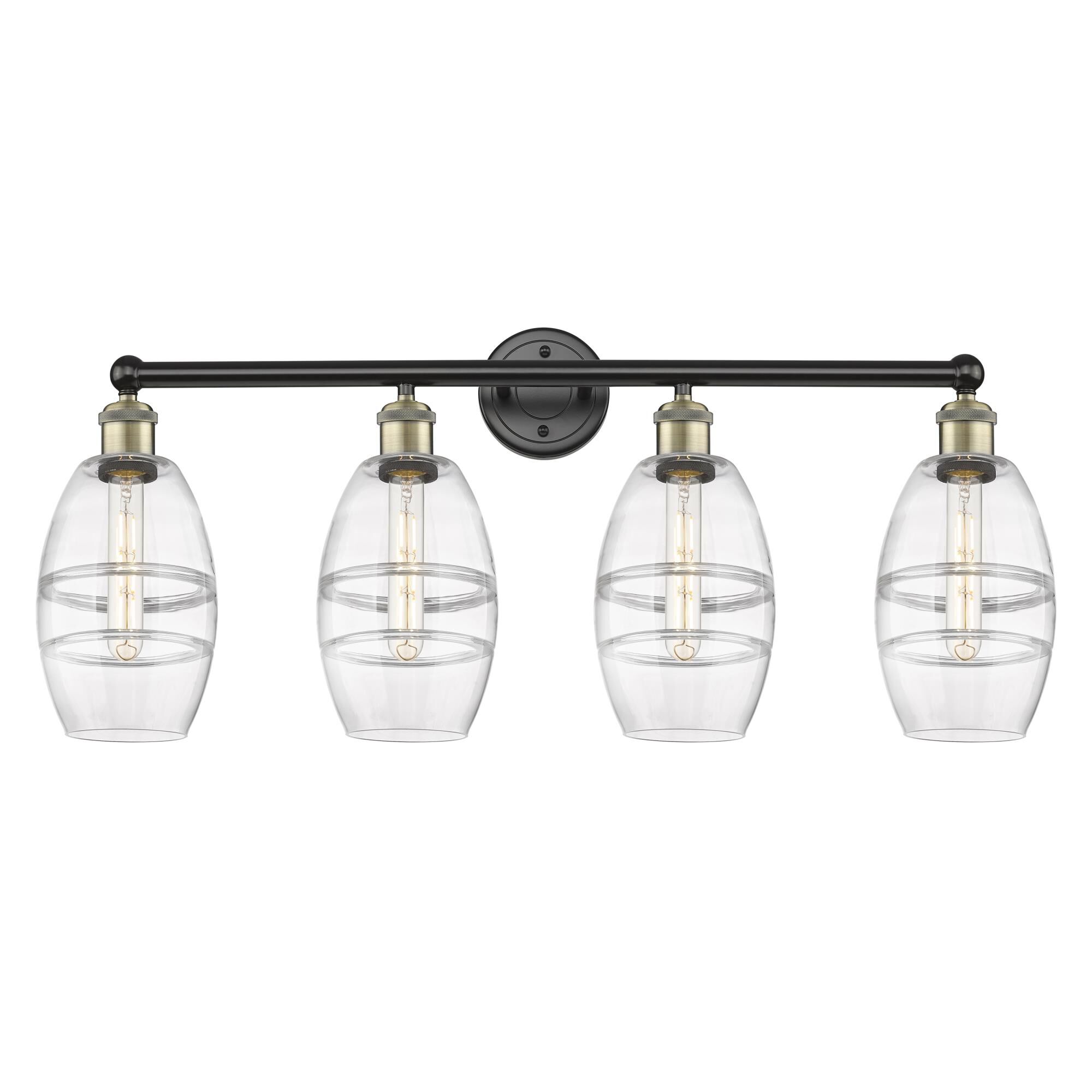 Shown in Black Antique Brass finish and Clear glass