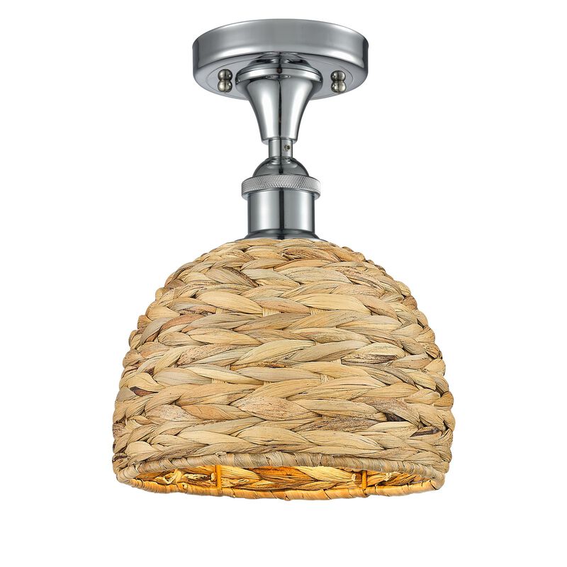Bruno Marashlian Woven Rattan 8 Inch Semi Flush Mount by Innovations Lighting