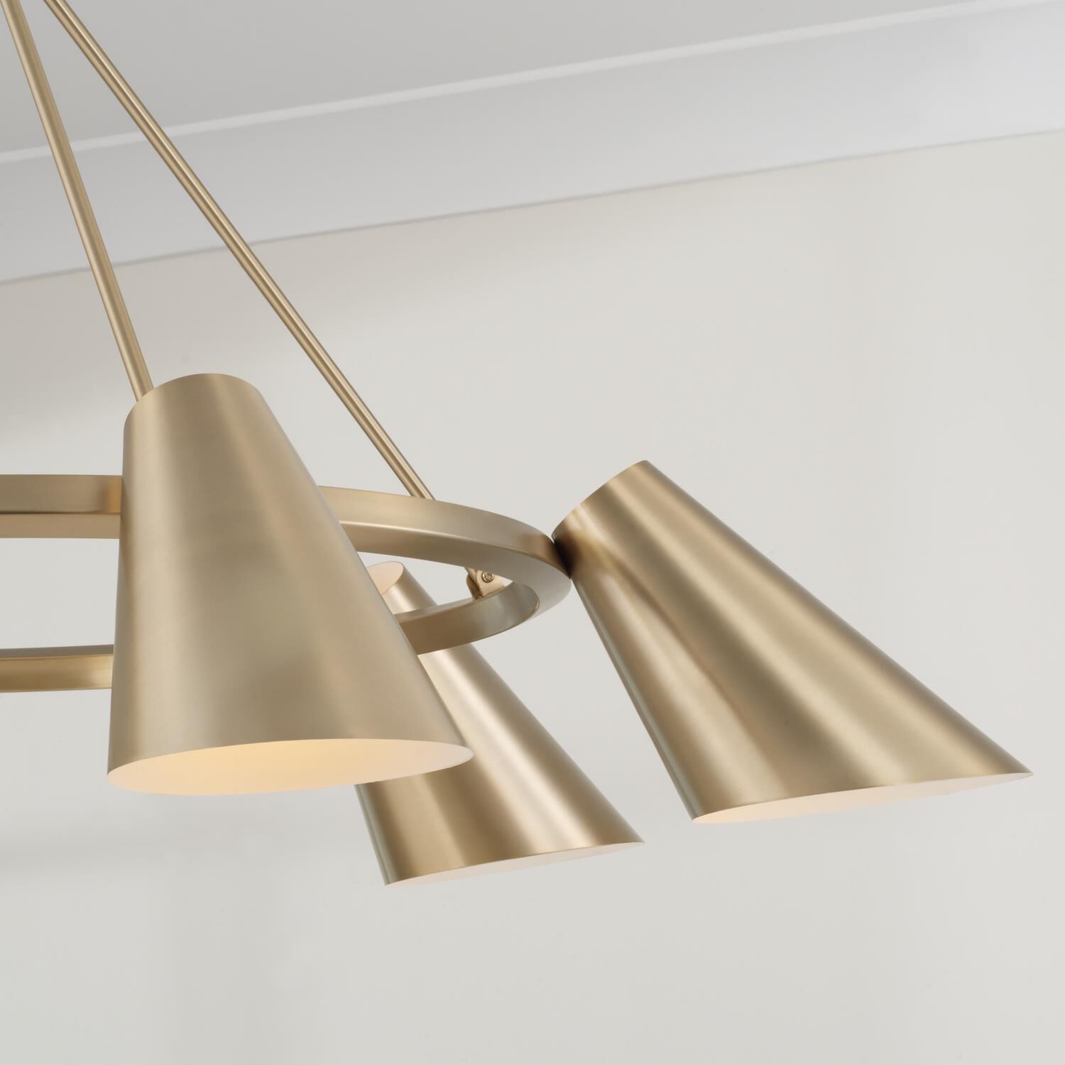 Shown in Matte Brass finish and Matte Brass Metal  With White Interior shade