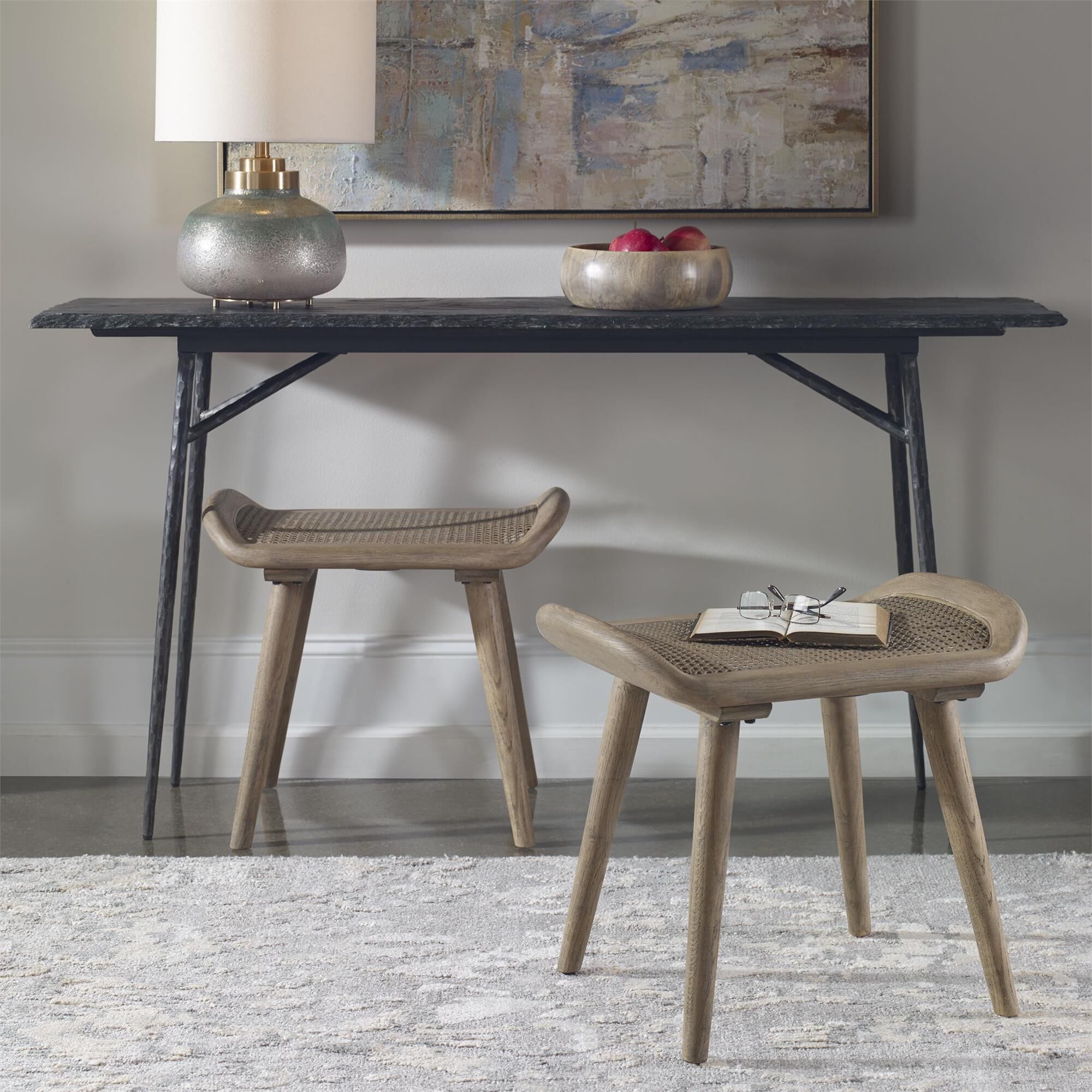 Shown in A Nod To Scandinavian Style, This Small Bench Features A Solid Oak Frame In A Dry Oak Finish With Ta finish