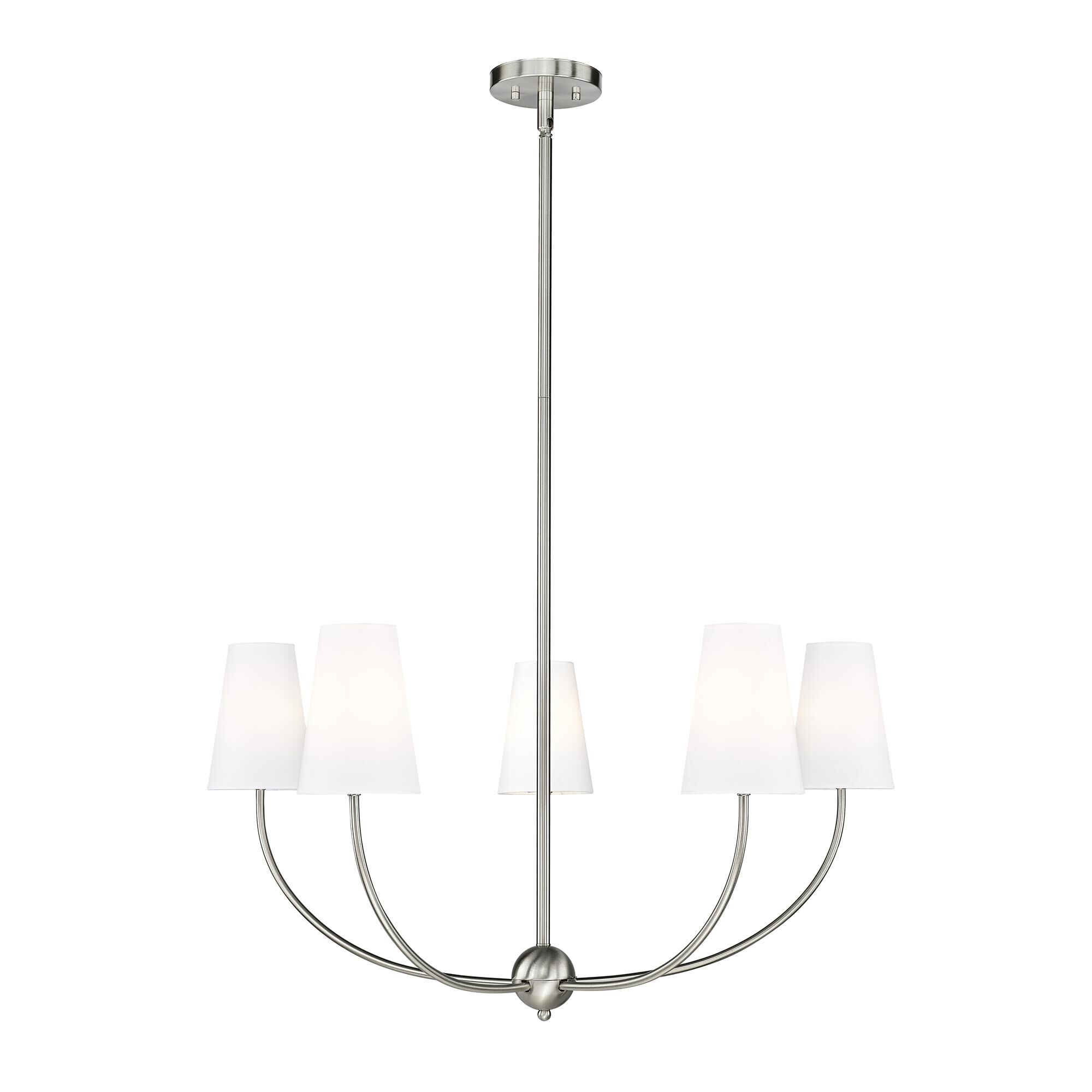Shown in Rubbed Brass finish and White glass