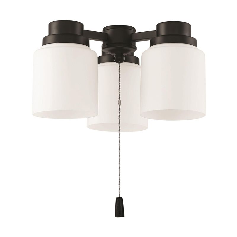Light Fitter And Glass 3 Light LED Fan Light Kit by Craftmade